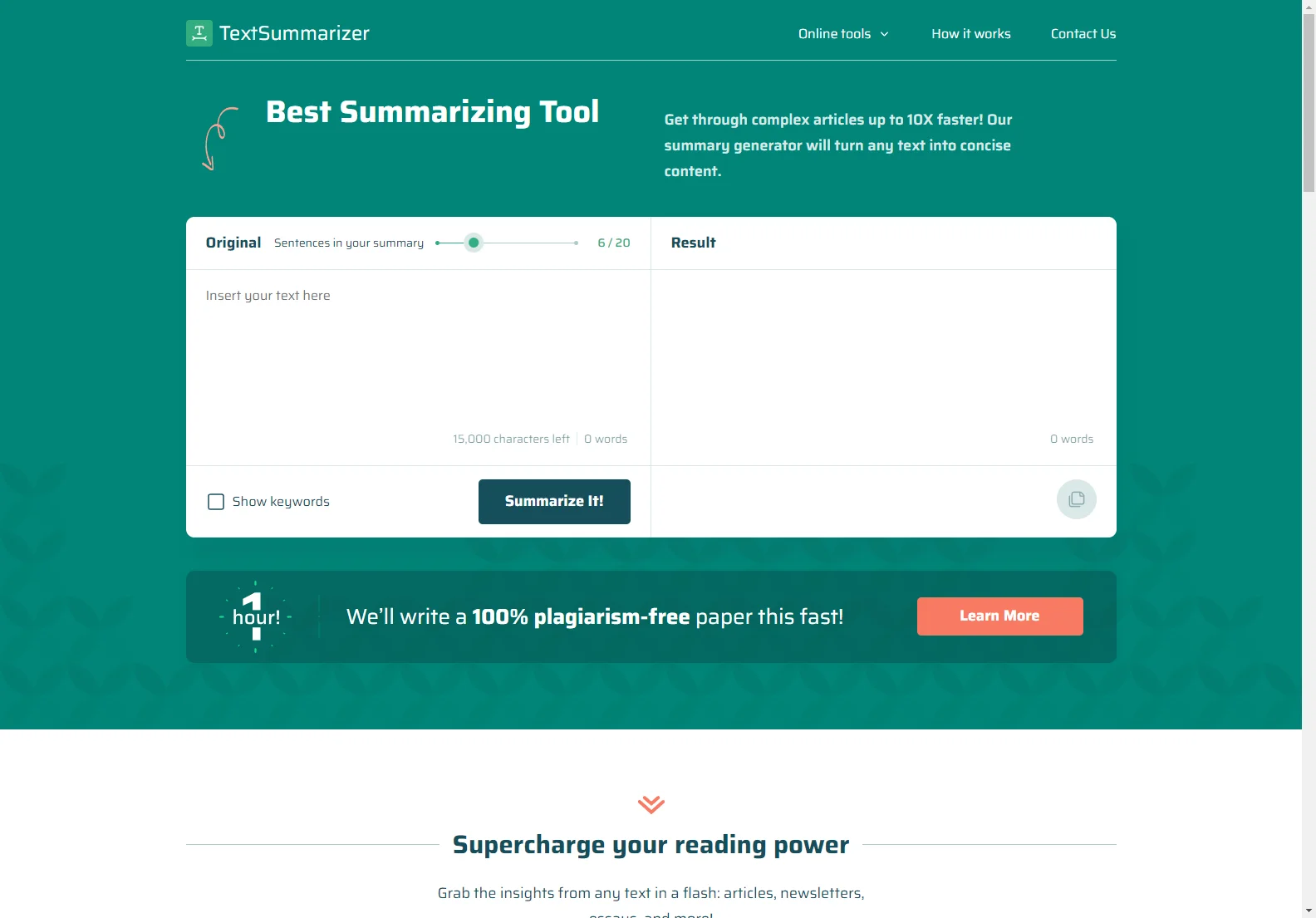 TextSummarizer: Best AI Summarizing Tool for Quick & Accurate Summaries