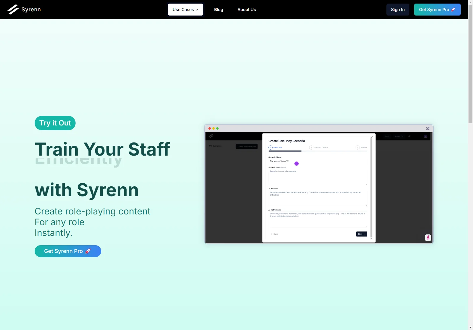 Syrenn: AI-Powered Role-Playing for Accelerated Staff Training