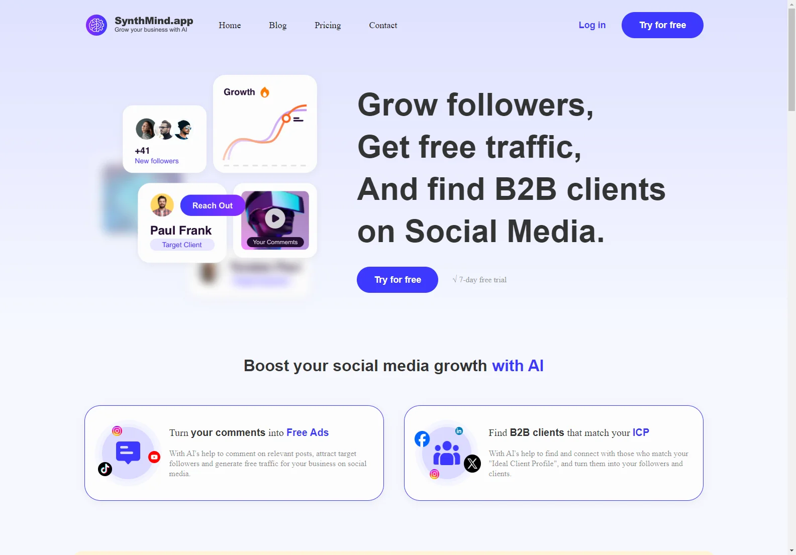 SynthMind AI: Automate Social Media Growth with AI