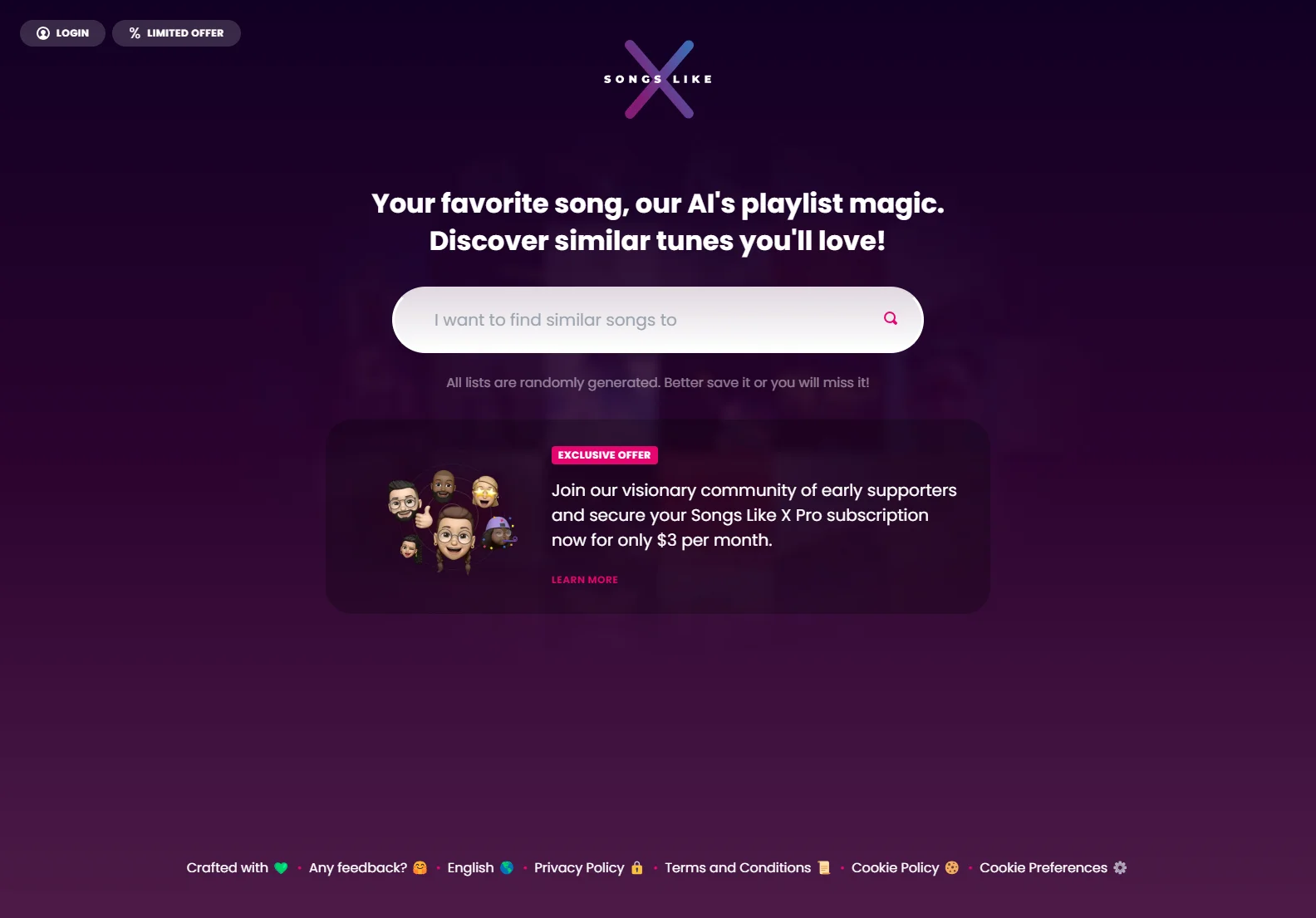 Songs Like X: AI-Powered Music Discovery & Playlist Generator