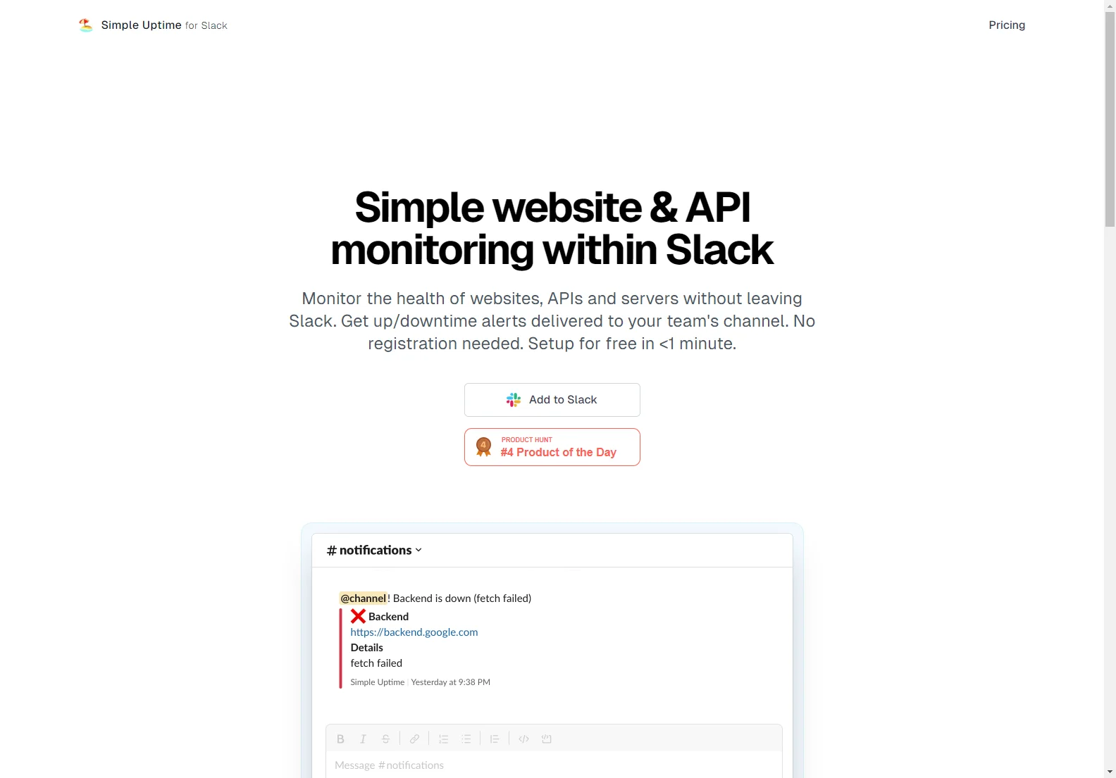 Simple Uptime: Effortless Website & API Monitoring Inside Slack