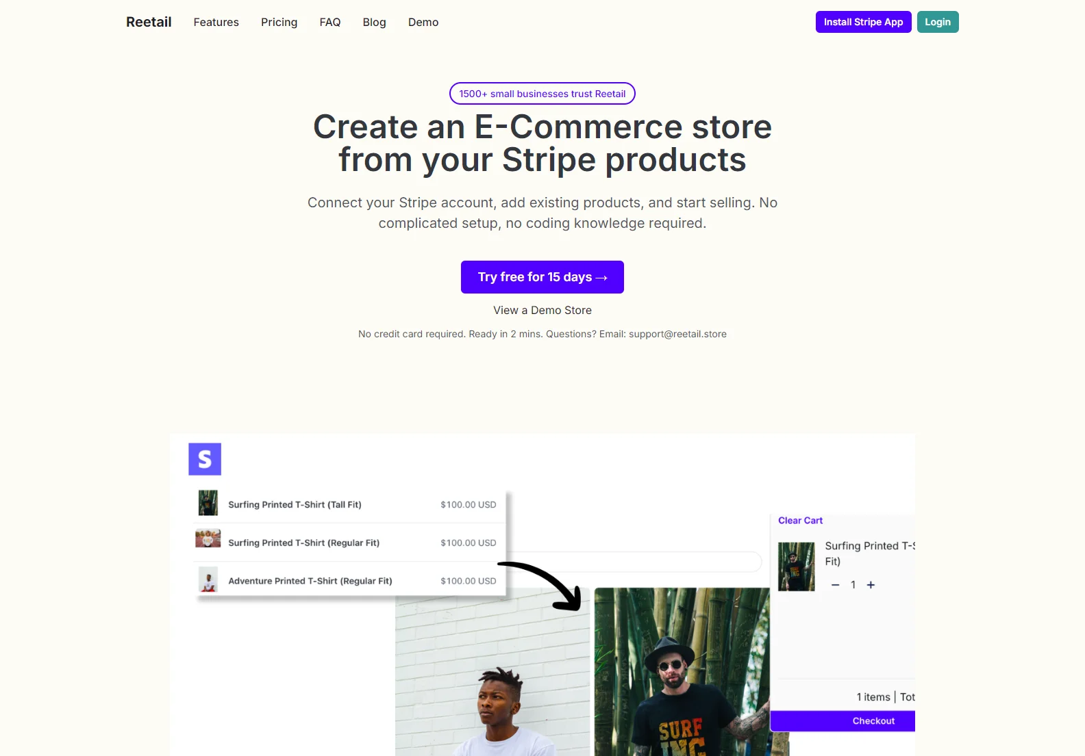 Reetail: Create Your E-commerce Store from Stripe Products - No Code, Zero Fees