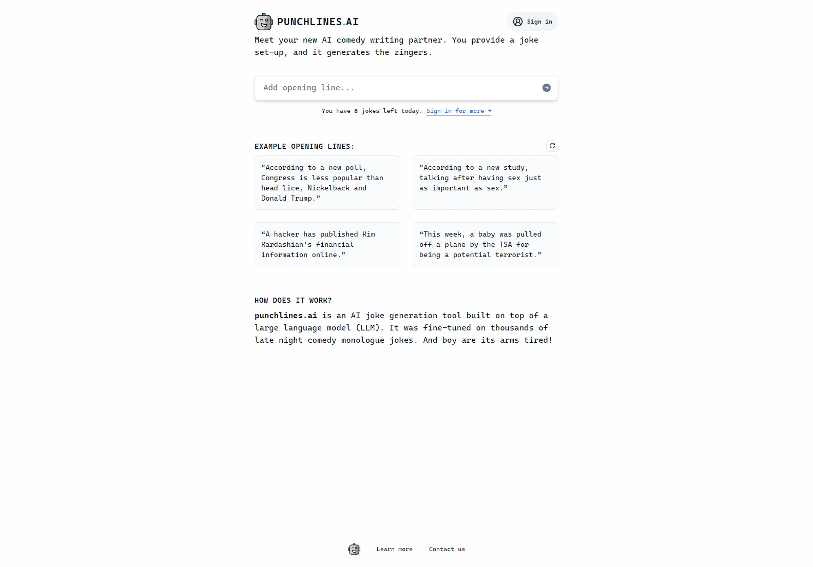 punchlines.ai: Your AI Comedy Writing Partner - Generate Jokes Instantly