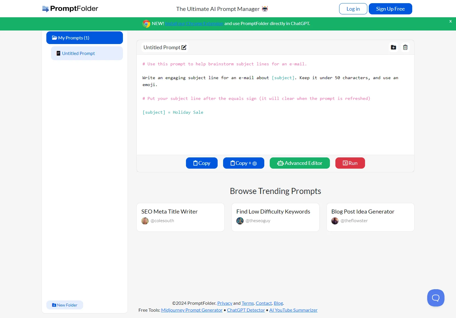 PromptFolder: AI Prompt Manager for ChatGPT, Midjourney & More