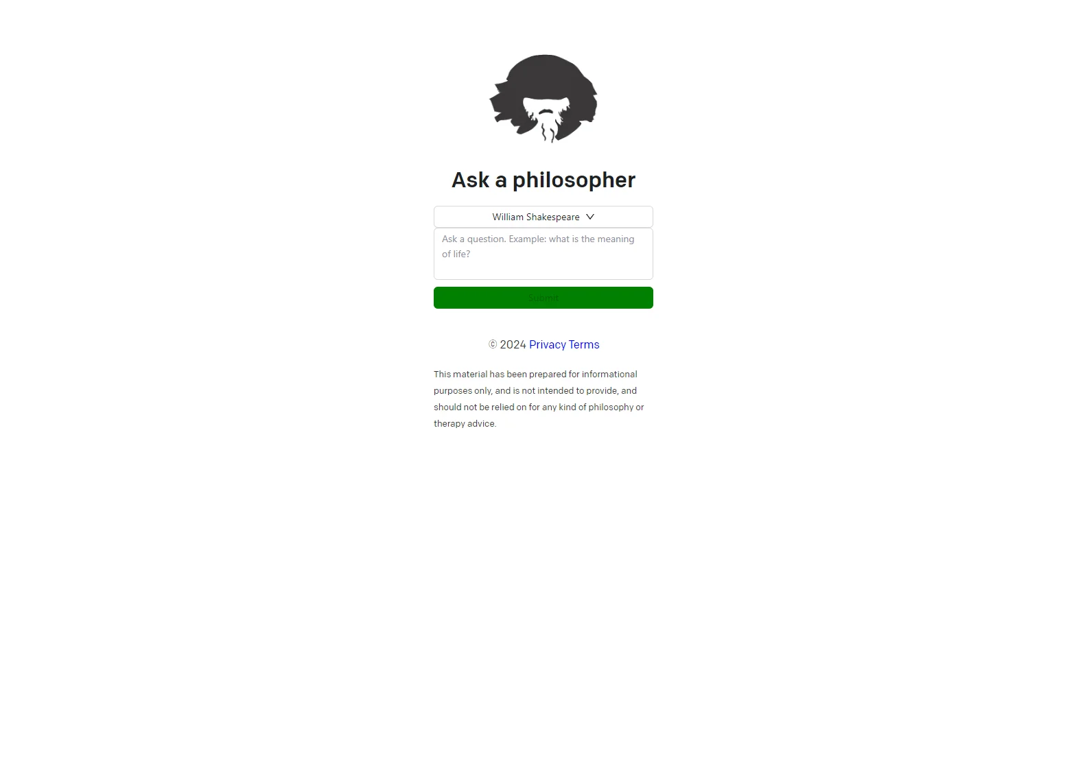 Ask a Philosopher: Engage in Philosophical Discussions with a Virtual Shakespeare