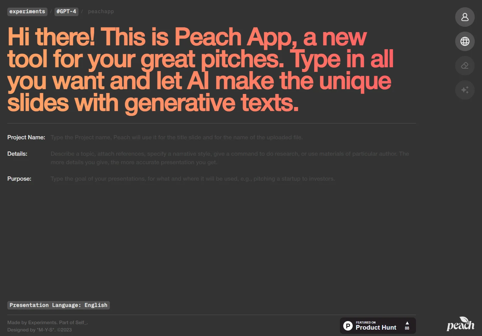 Peach App: AI-Powered Presentation Slides