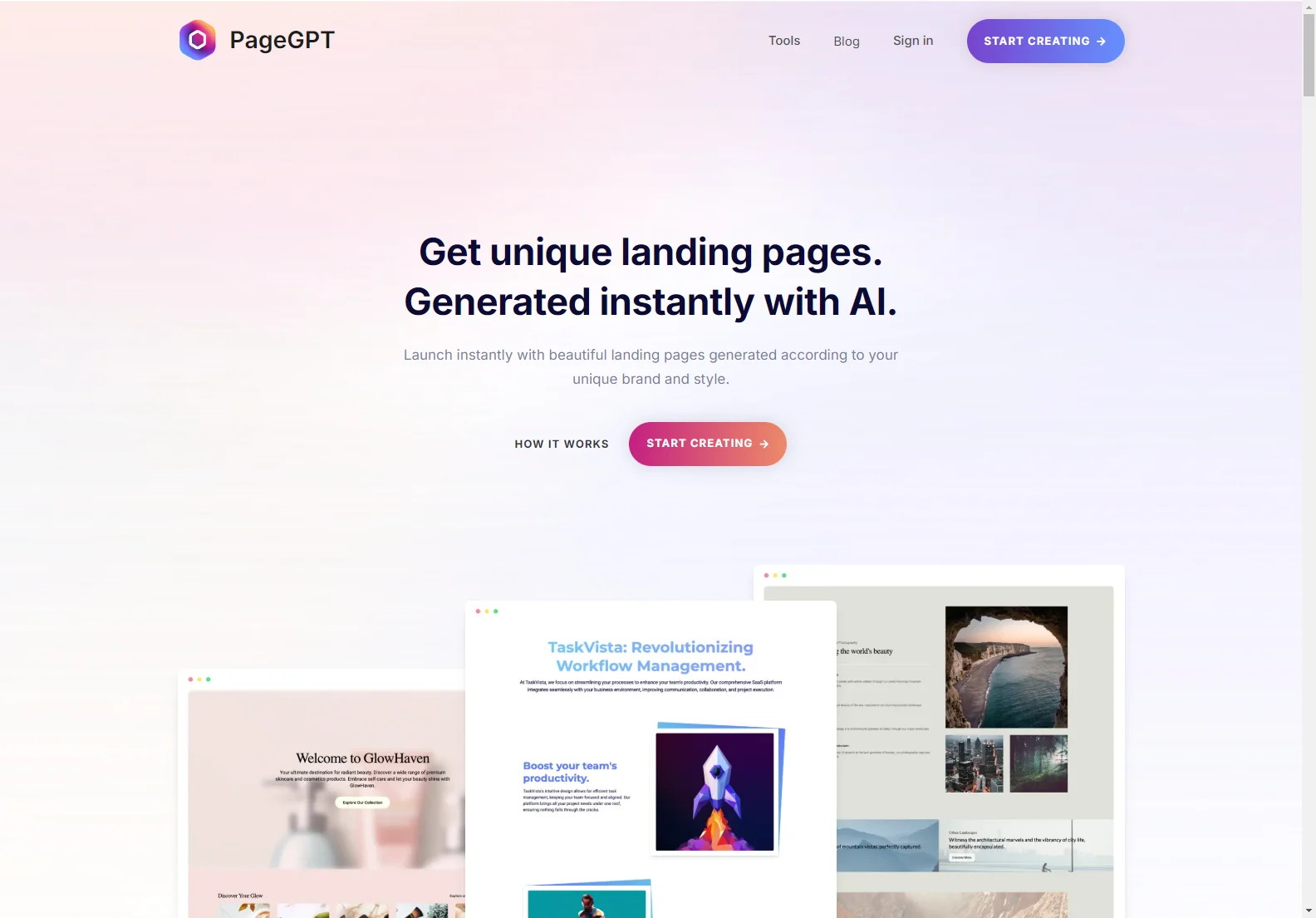 AI Landing Page Generator - Create Unique Designs with PageGPT