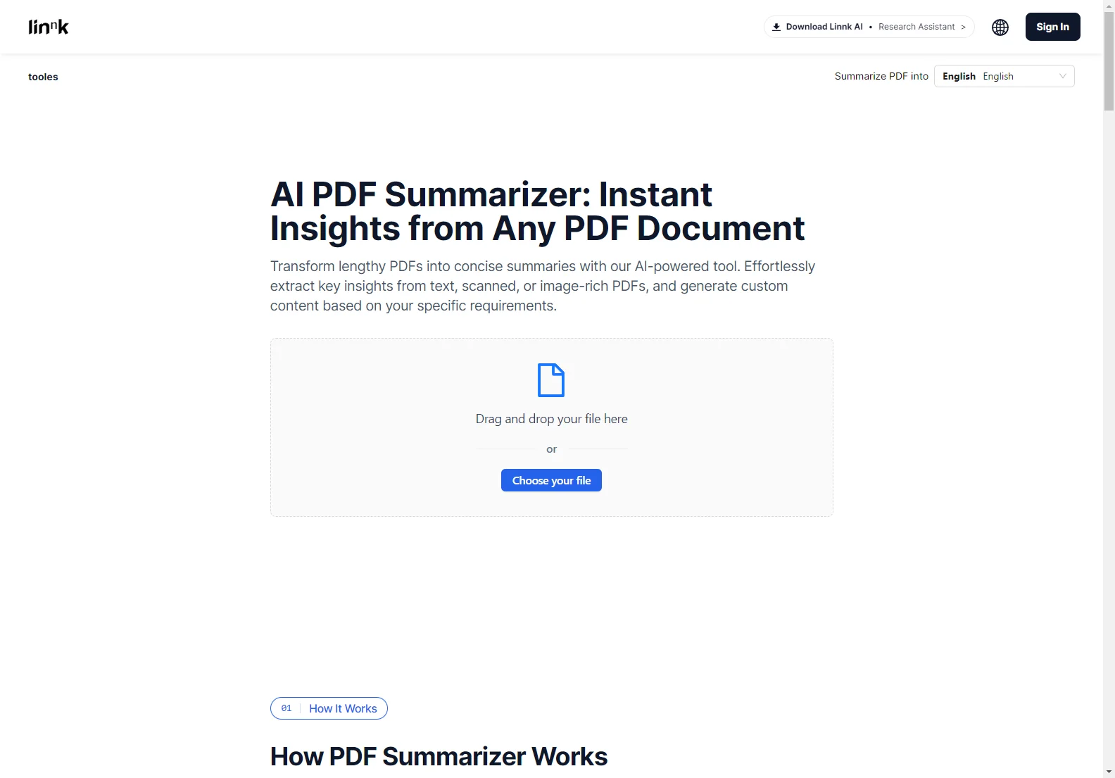 Linnk AI PDF Summarizer: Instant Insights from Your PDFs