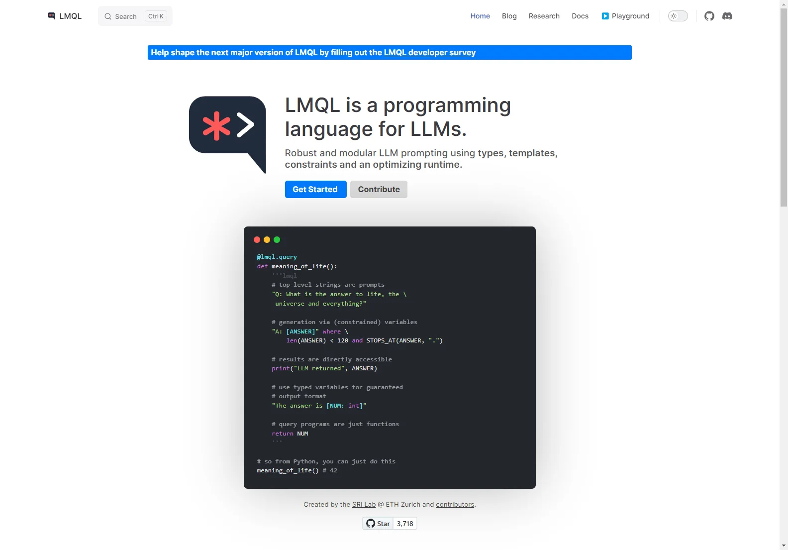 LMQL: A Programming Language for Robust and Modular LLM Prompting