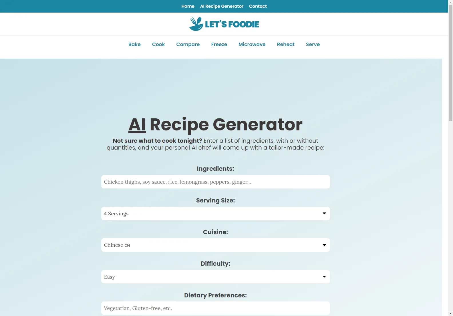 AI Recipe Generator: Create Custom Recipes with AI