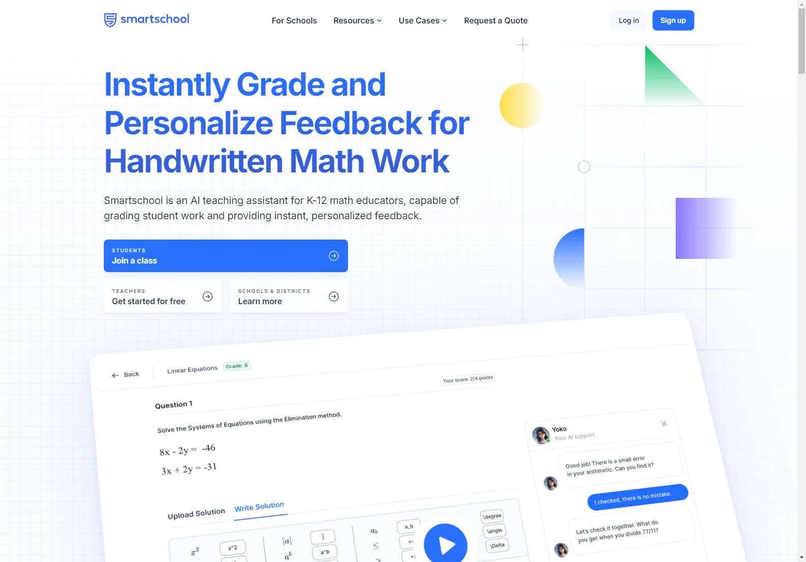 Smartschool: AI-Powered Teaching Assistant for K-12 Math