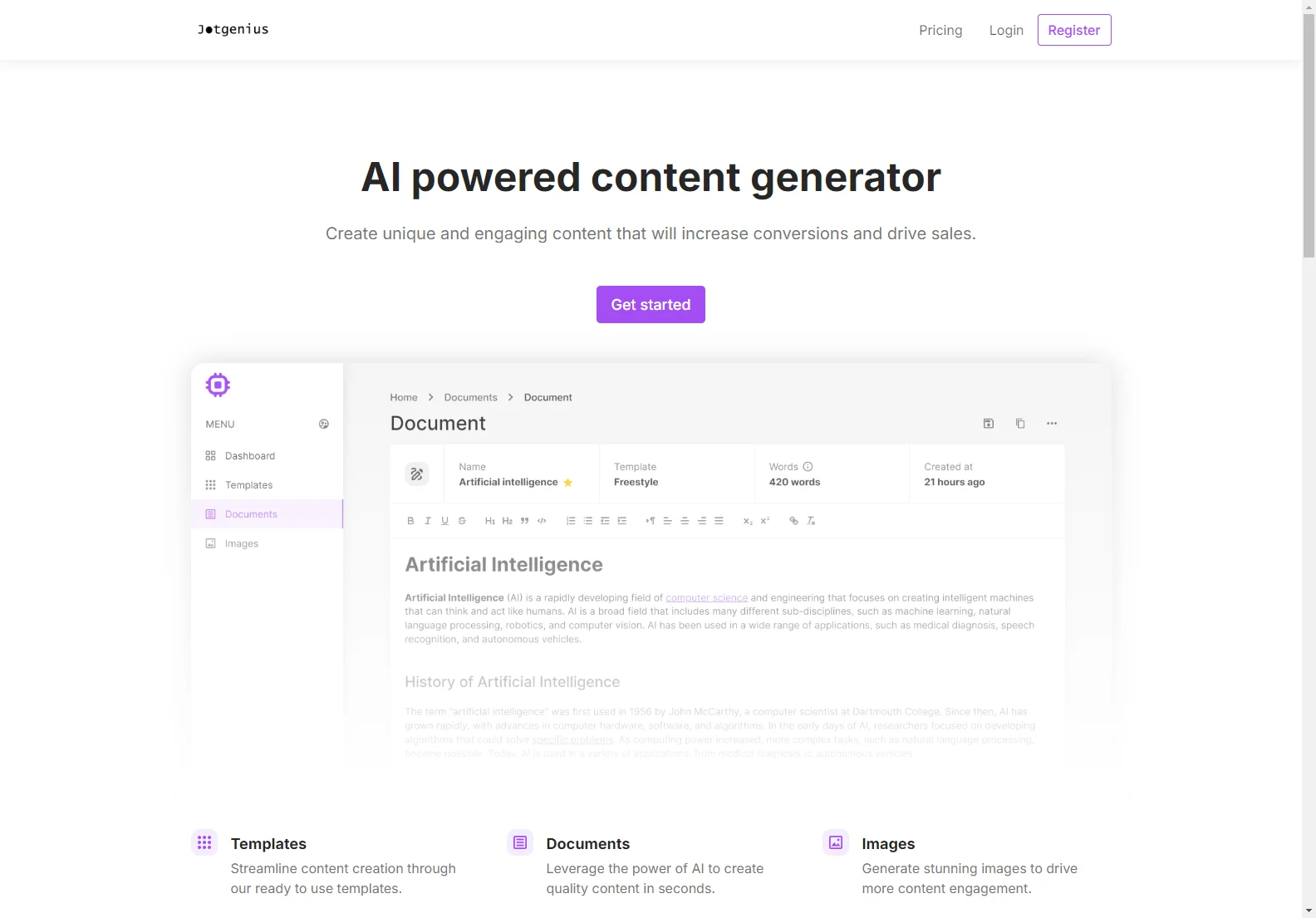 Jotgenius: AI-Powered Content Generator for Increased Conversions