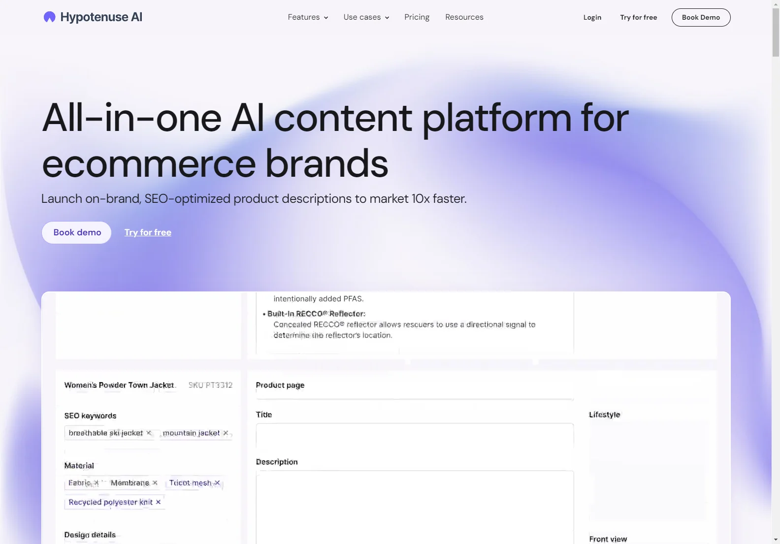 Hypotenuse AI: The Ecommerce AI Writer for 10x Faster Product Descriptions