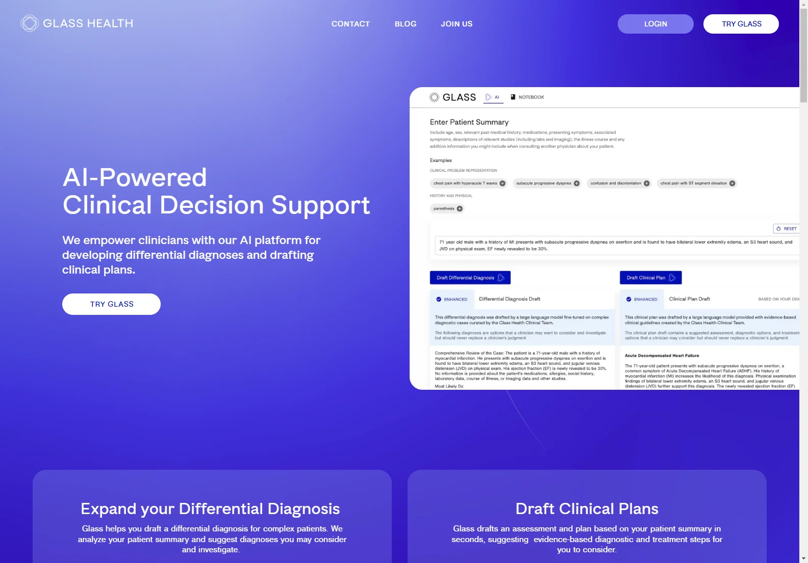 Glass: AI-Powered Clinical Decision Support for Clinicians