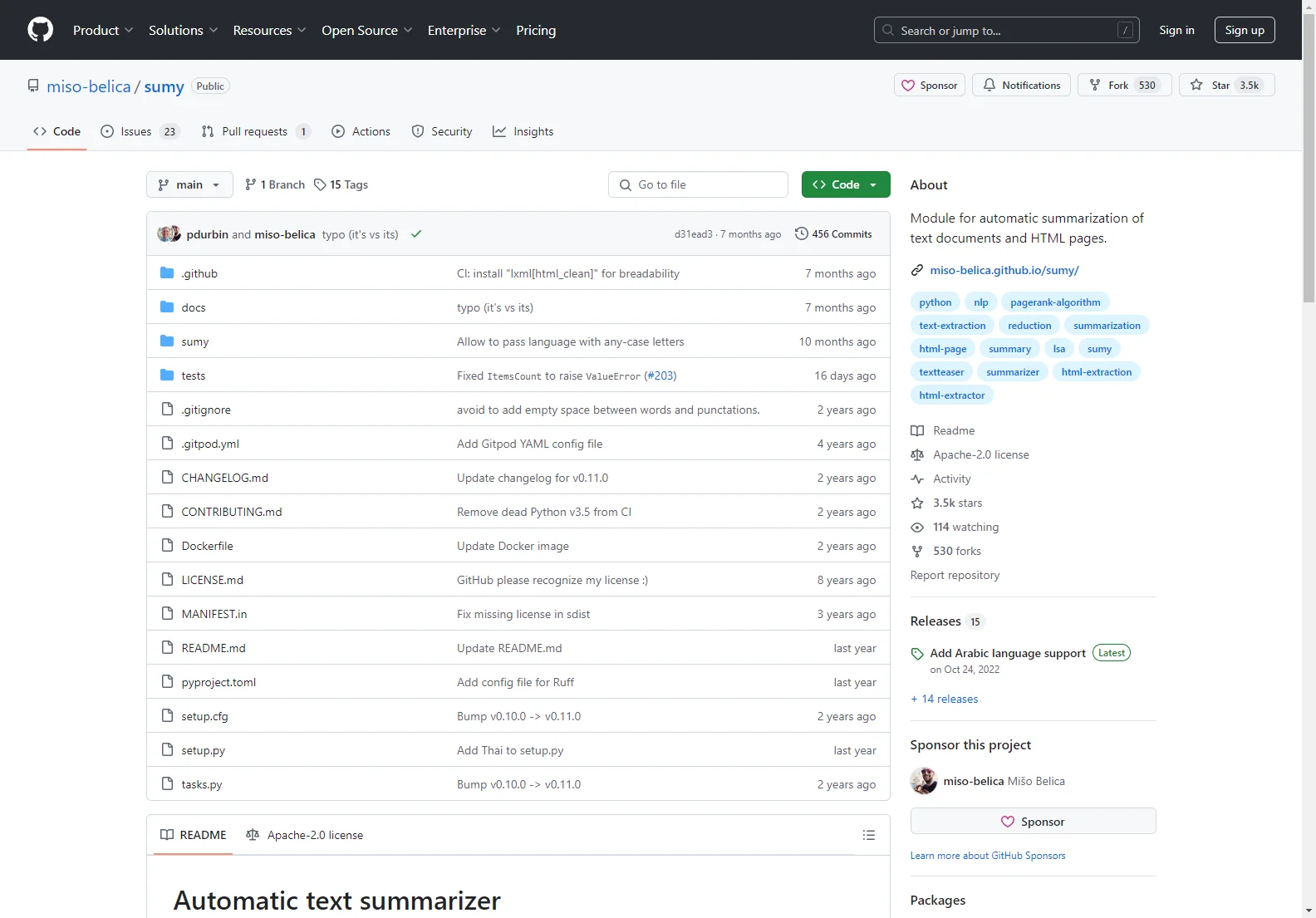 sumy: Python Library for Automatic Text Summarization