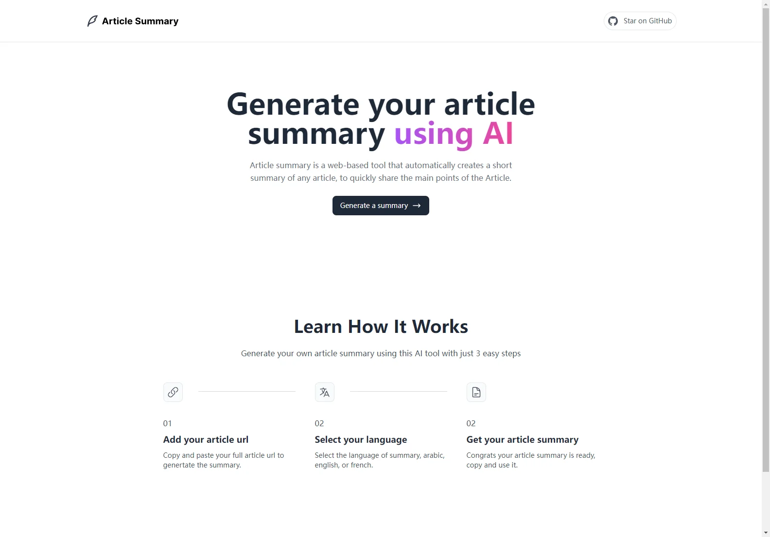 Article Summary: AI-Powered Tool for Quick & Easy Article Summarization