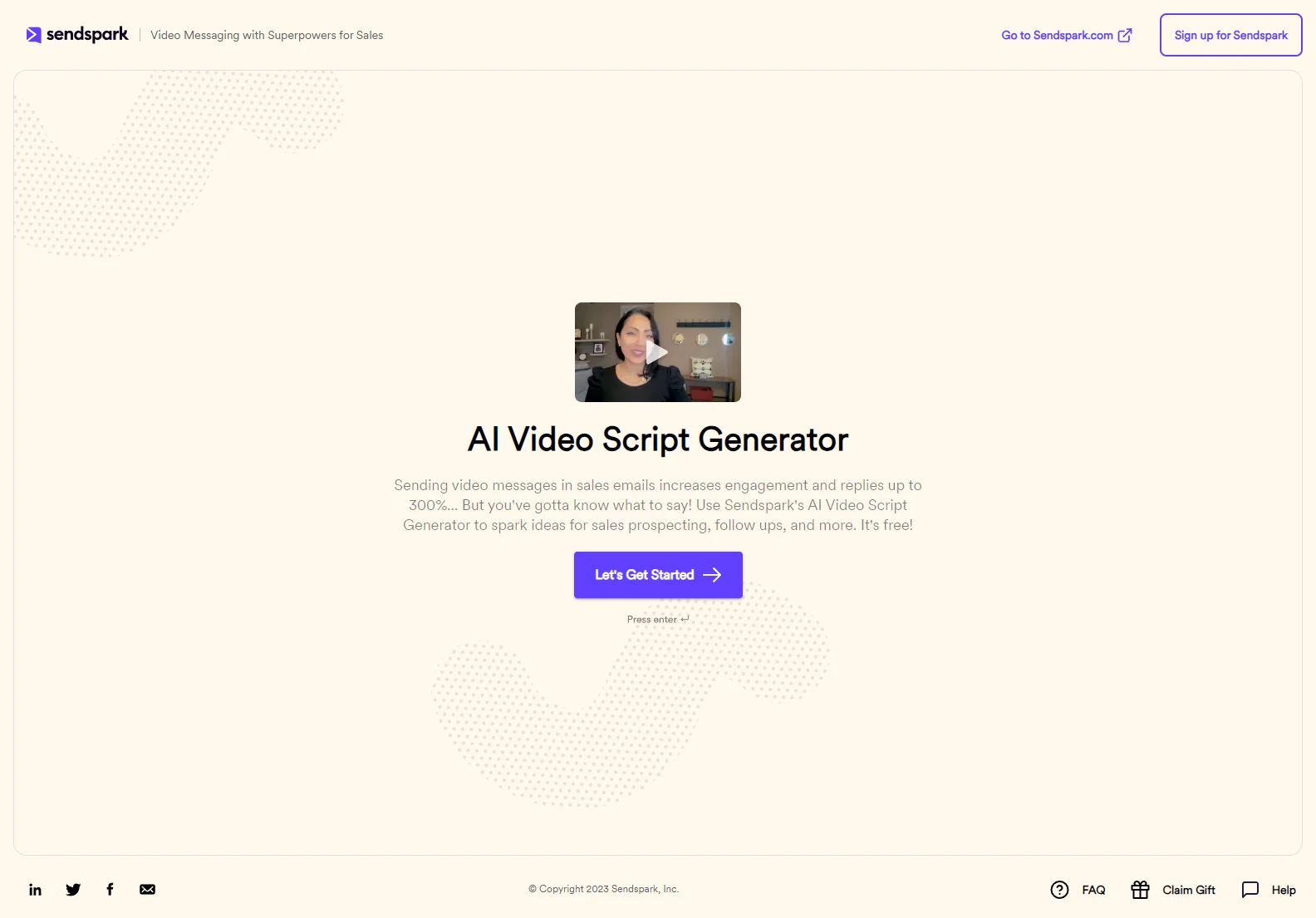 Sendspark: AI Video Script Generator for Sales