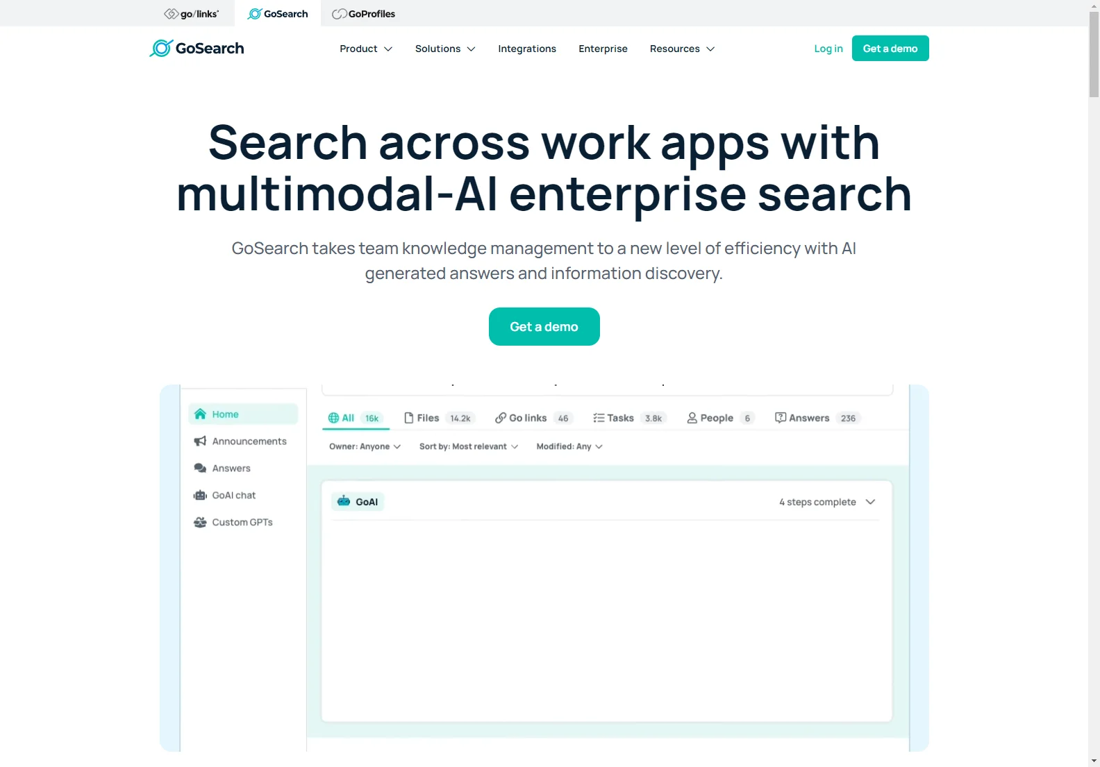 GoSearch: AI-Powered Enterprise Search for Enhanced Productivity and Collaboration