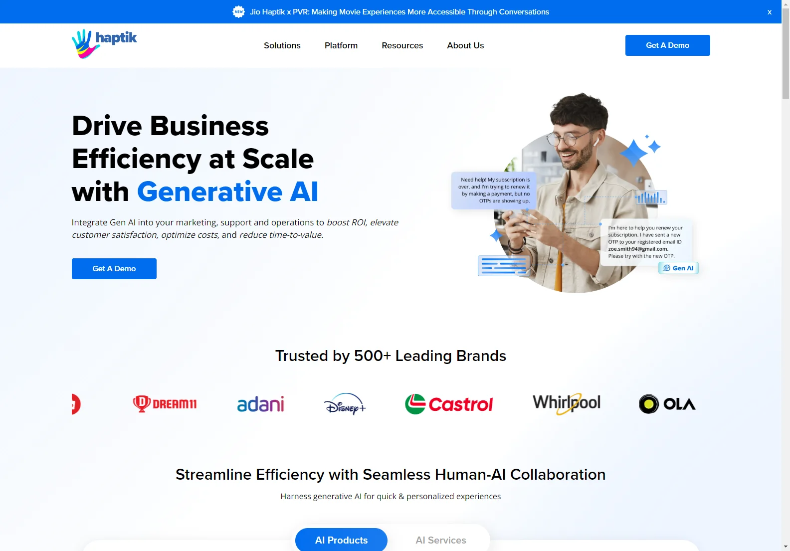 Drive Business Efficiency with Jio Haptik's Generative AI