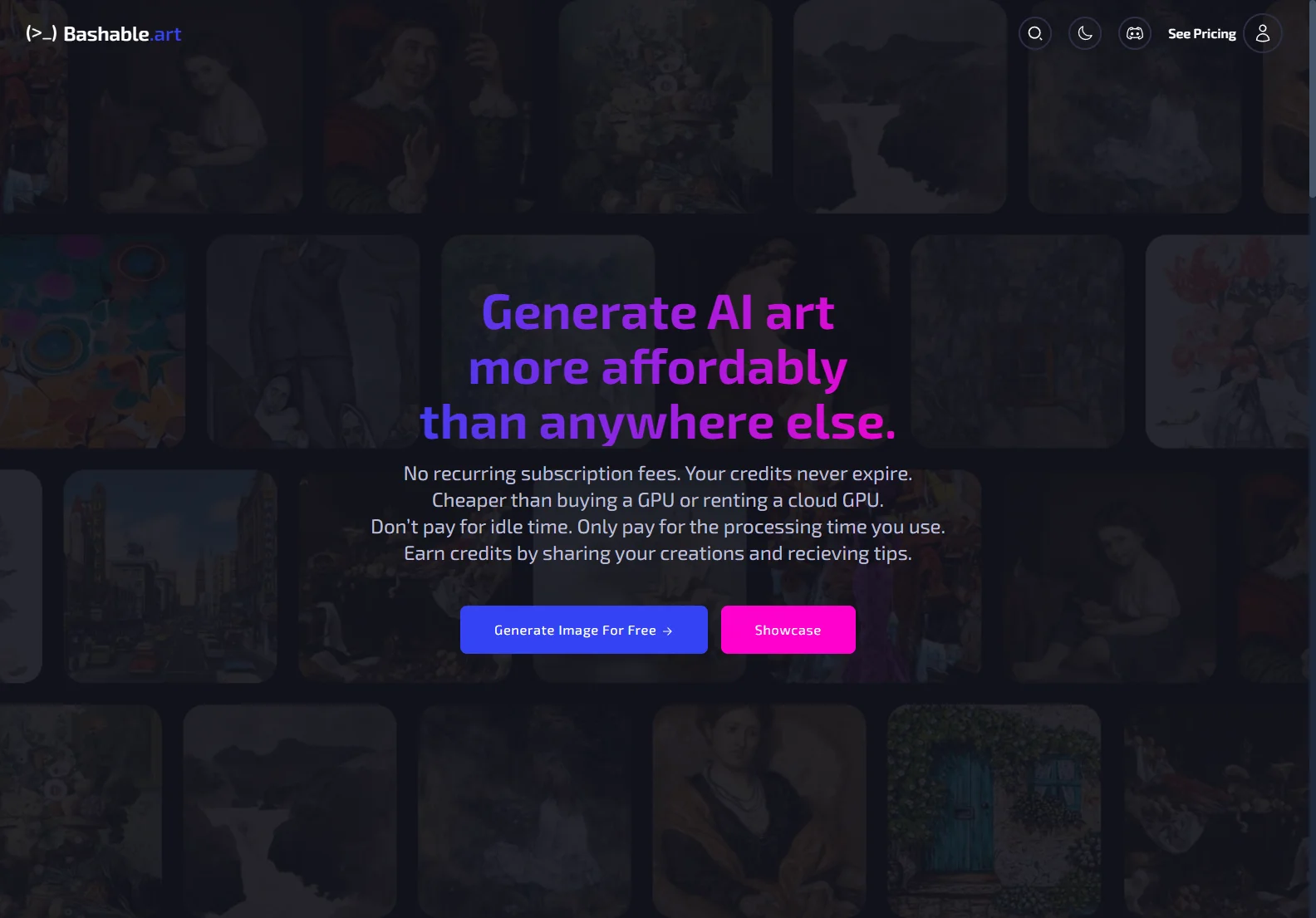 Bashable.art: Affordable AI Art Generation - No Subscriptions, Expiring Credits, or Idle Time Costs