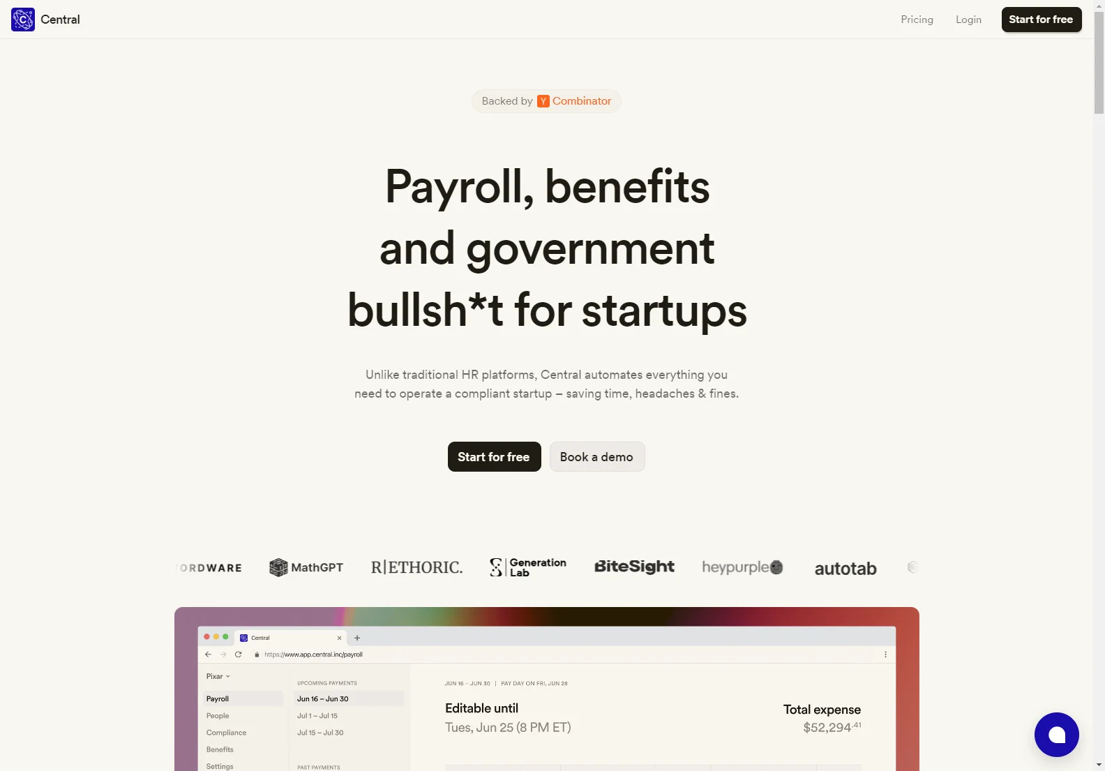 Central: AI-Powered HR, Payroll & Compliance for Startups