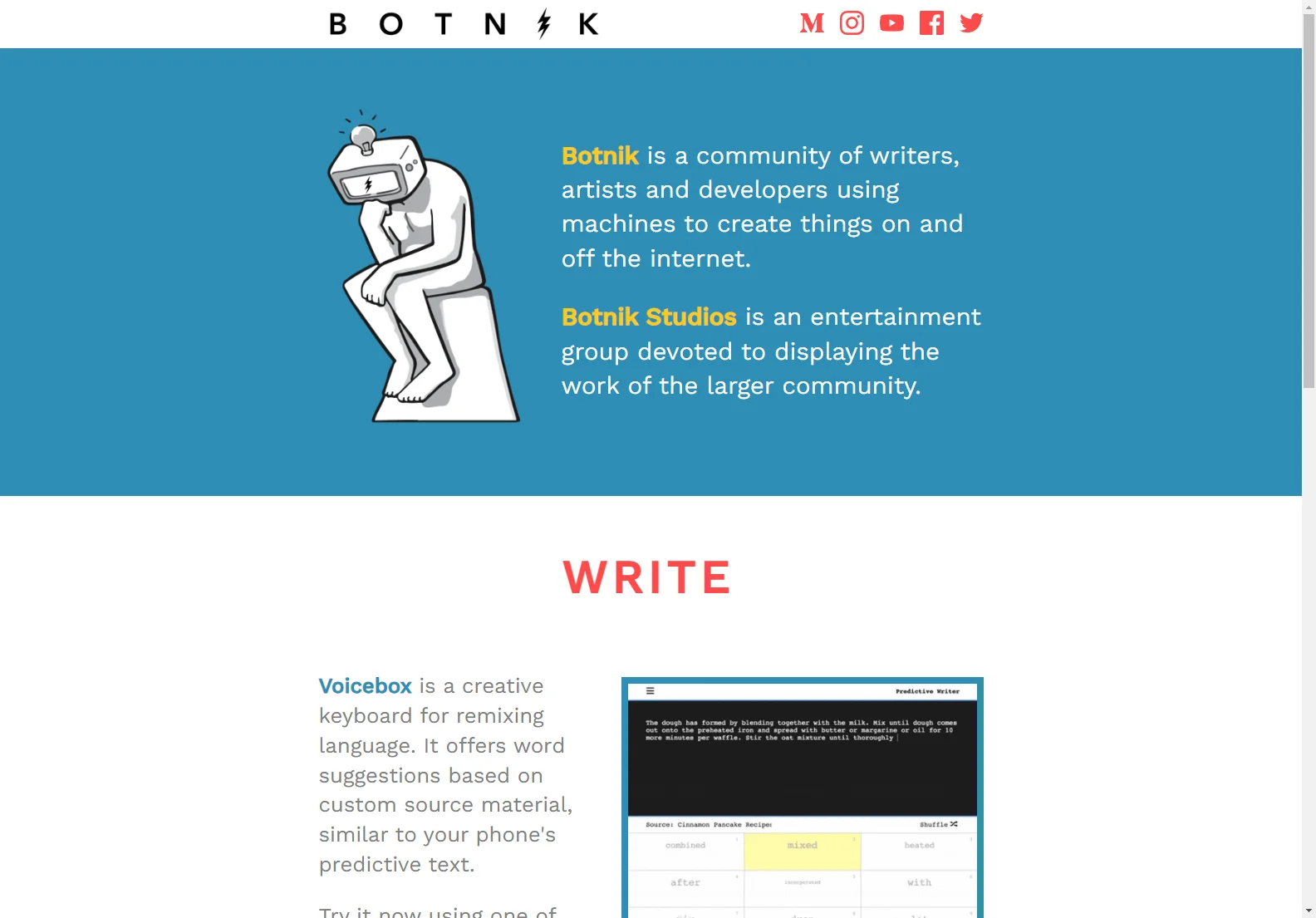 Botnik: AI-Powered Creative Writing Tool and Community