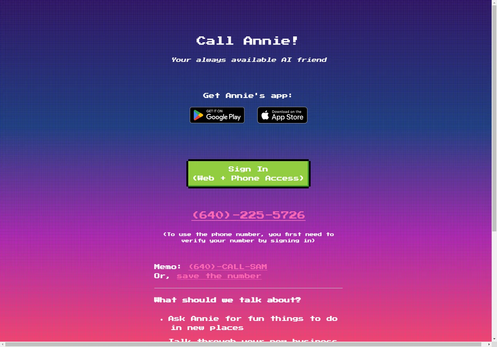 Call Annie: Your Always-Available AI Friend for Tasks, Learning, and Creativity