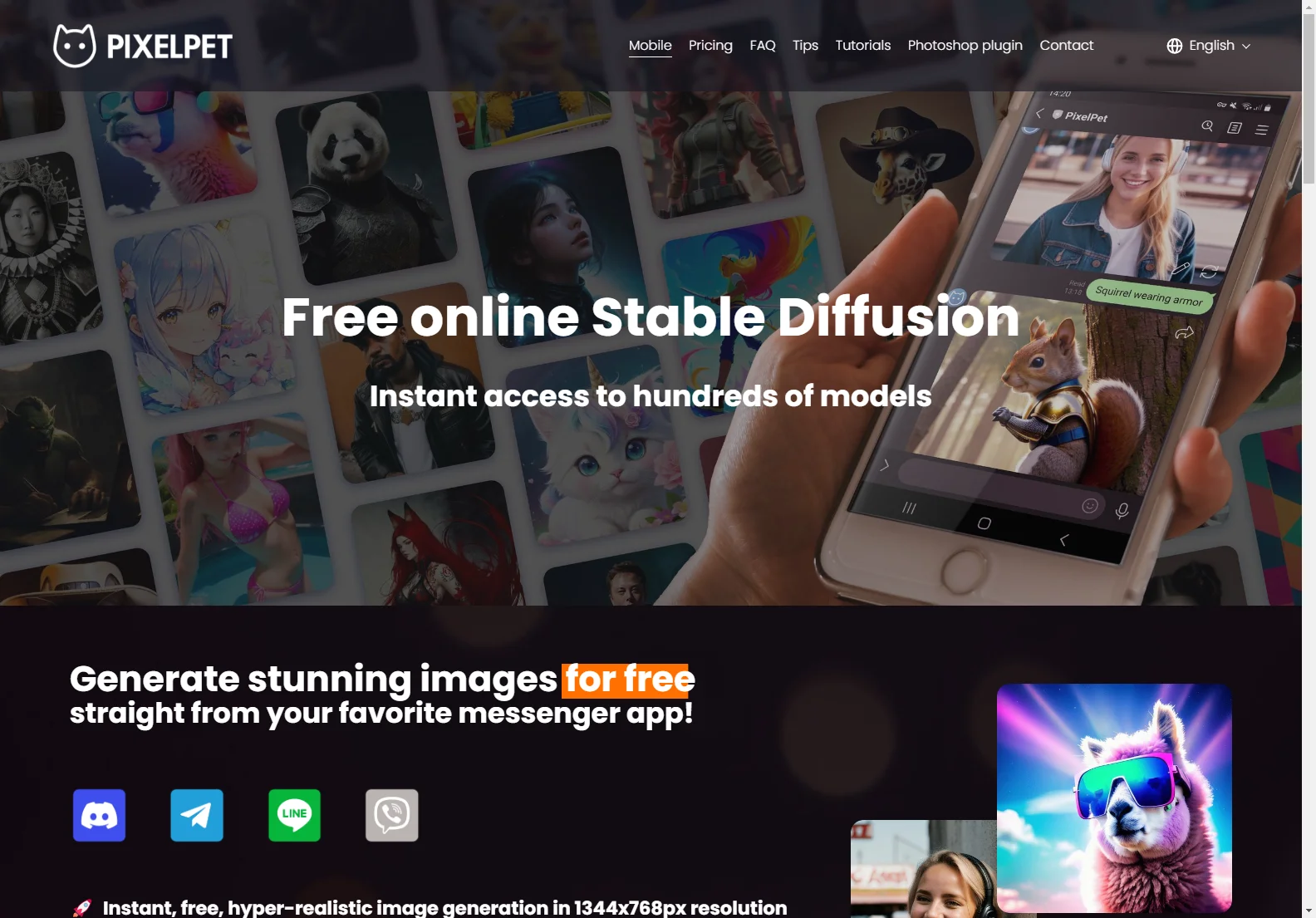 PixelPet: Free AI Image Generator - Instant, Hyperrealistic Images via Messenger