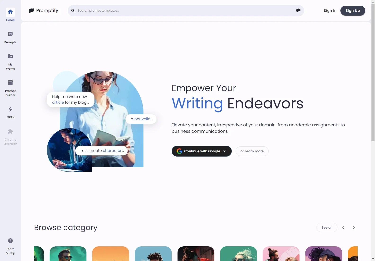 Promptify: AI-Powered Writing Platform for Enhanced Creativity