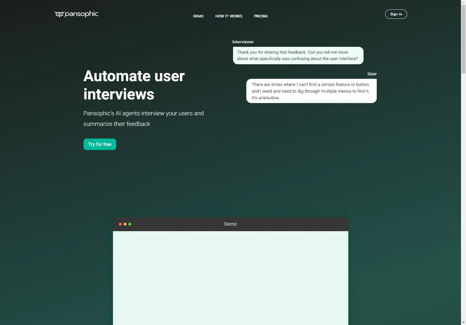 Pansophic: AI-Powered User Interview Automation for Efficient Feedback Collection