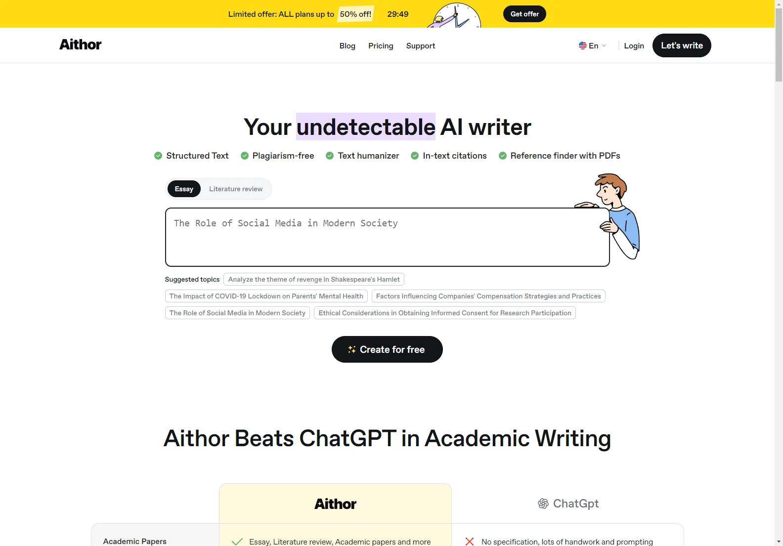 Aithor: AI Essay Writer & Free Essay Generator for Students & Professionals