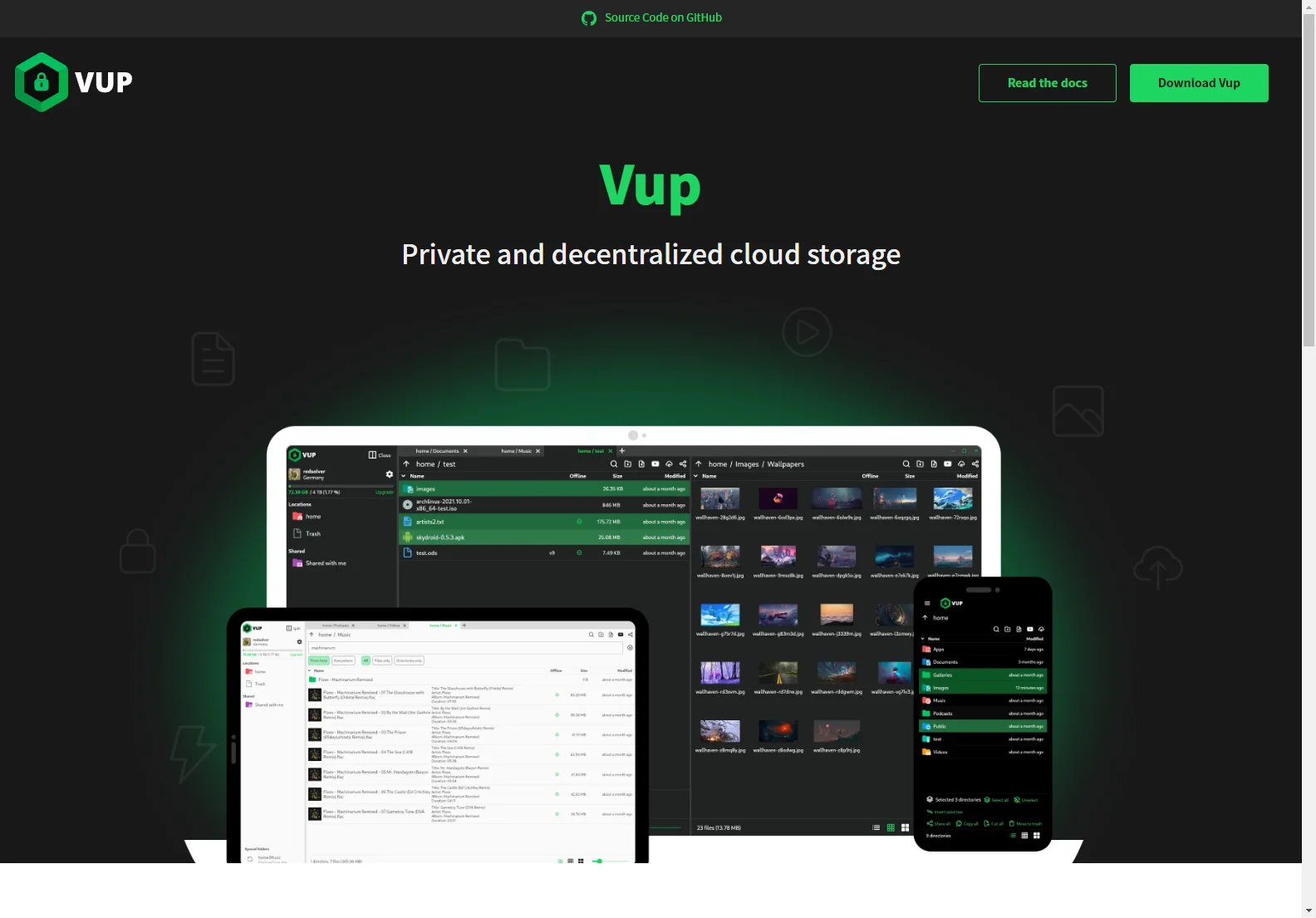 Vup: Secure, Private & Decentralized Cloud Storage