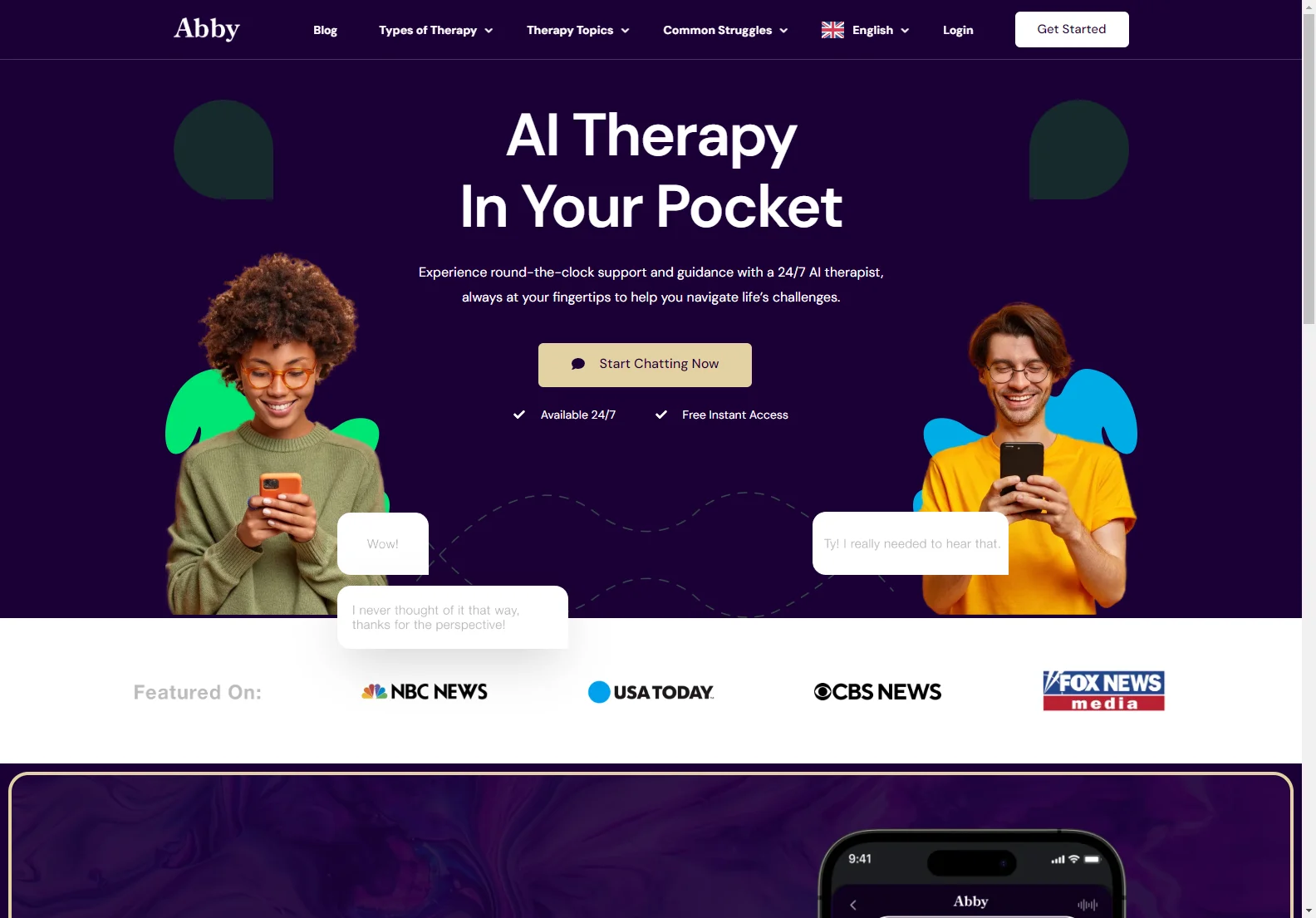 Abby: Your Free 24/7 AI Therapist for Mental Health Support