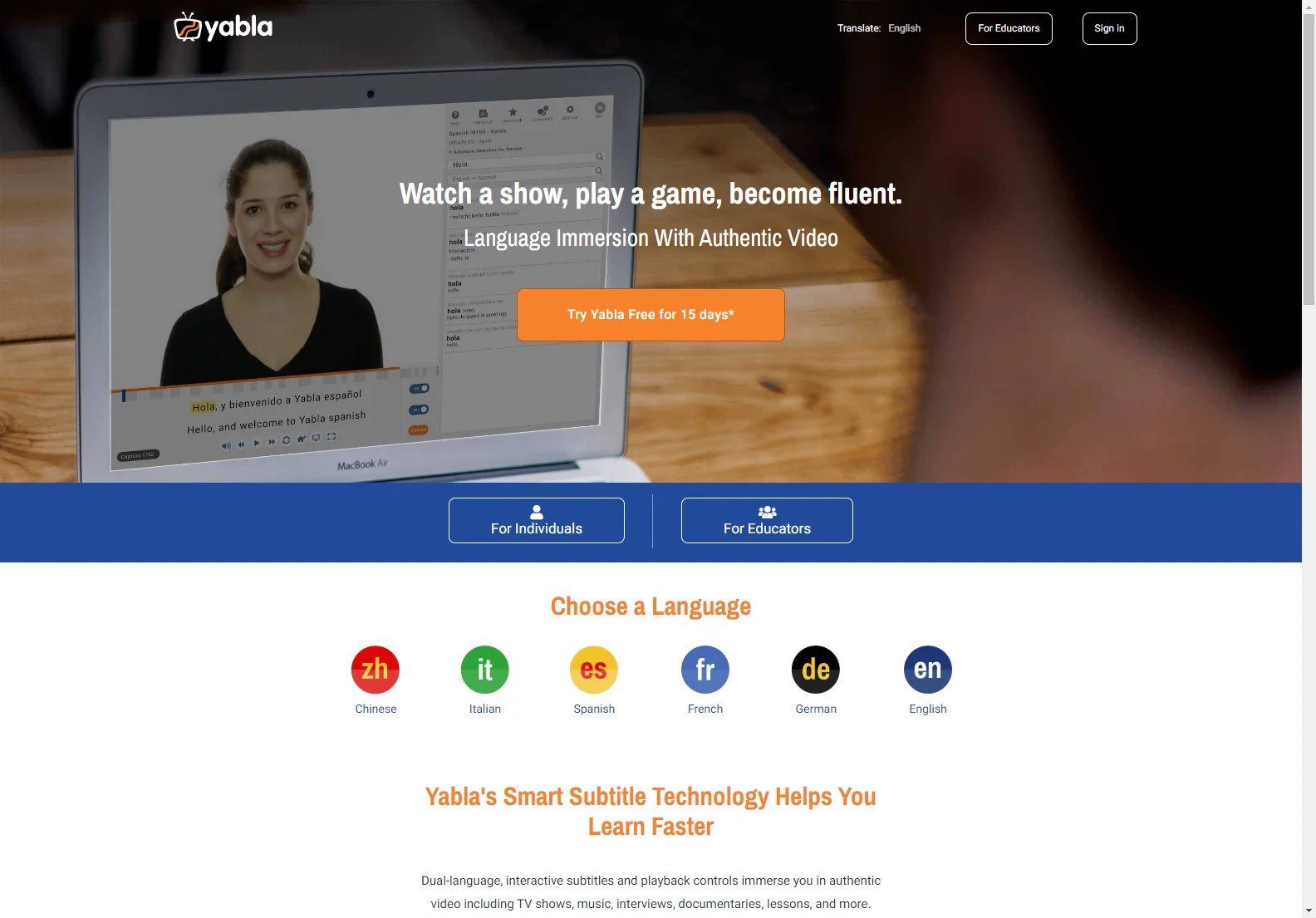 Yabla: Immersive Language Learning with Authentic Videos