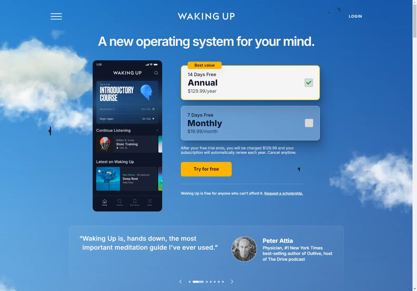 Waking Up App: Guided Meditations for Mindfulness and Personal Growth