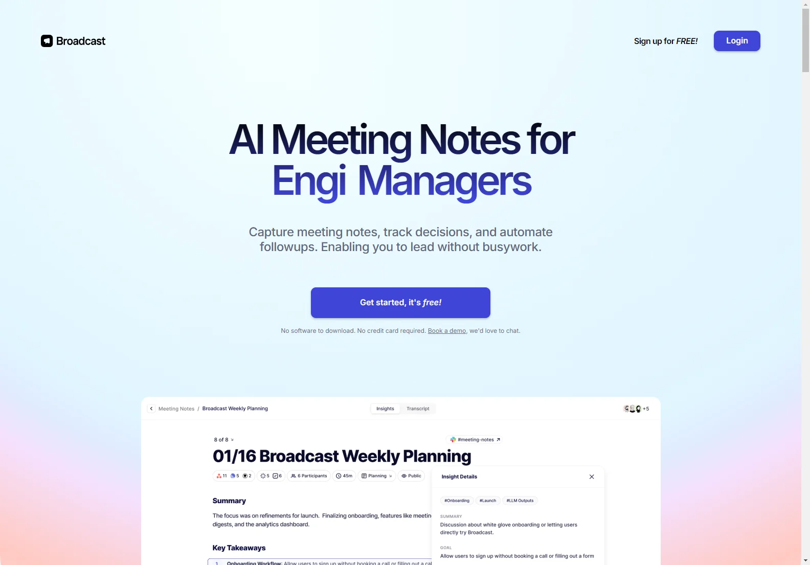 Broadcast: AI-Powered Meeting Notes for Product Managers