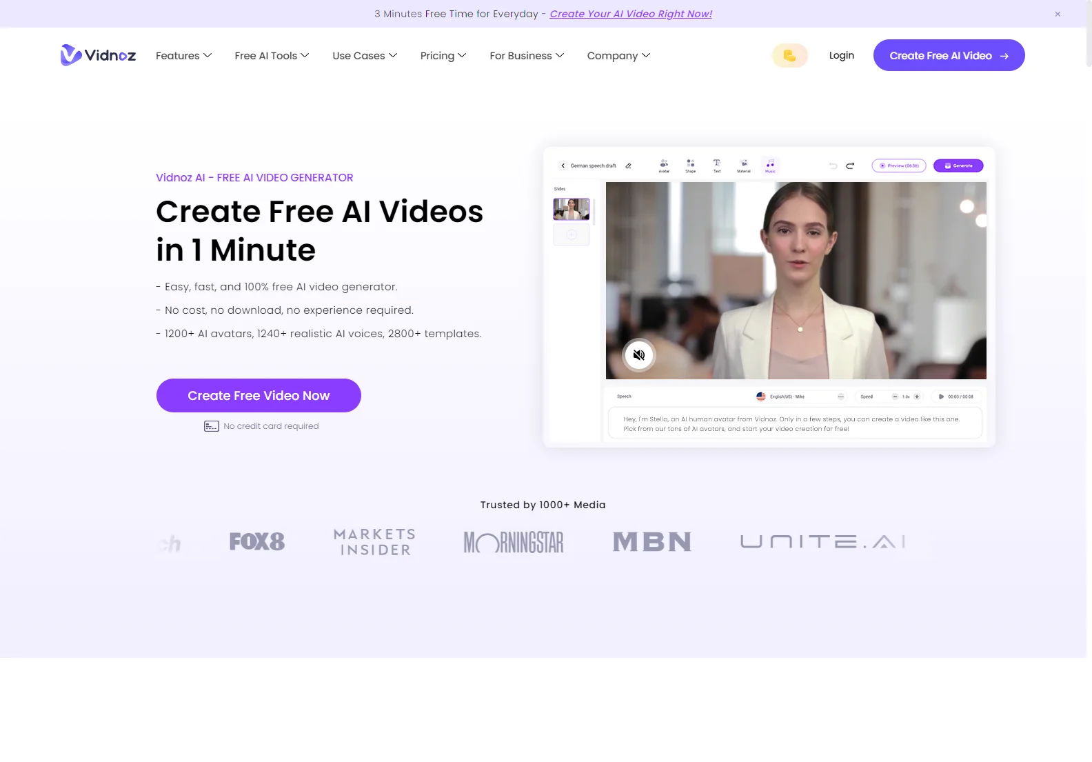 Vidnoz AI: Create FREE AI Videos 10X Faster Online