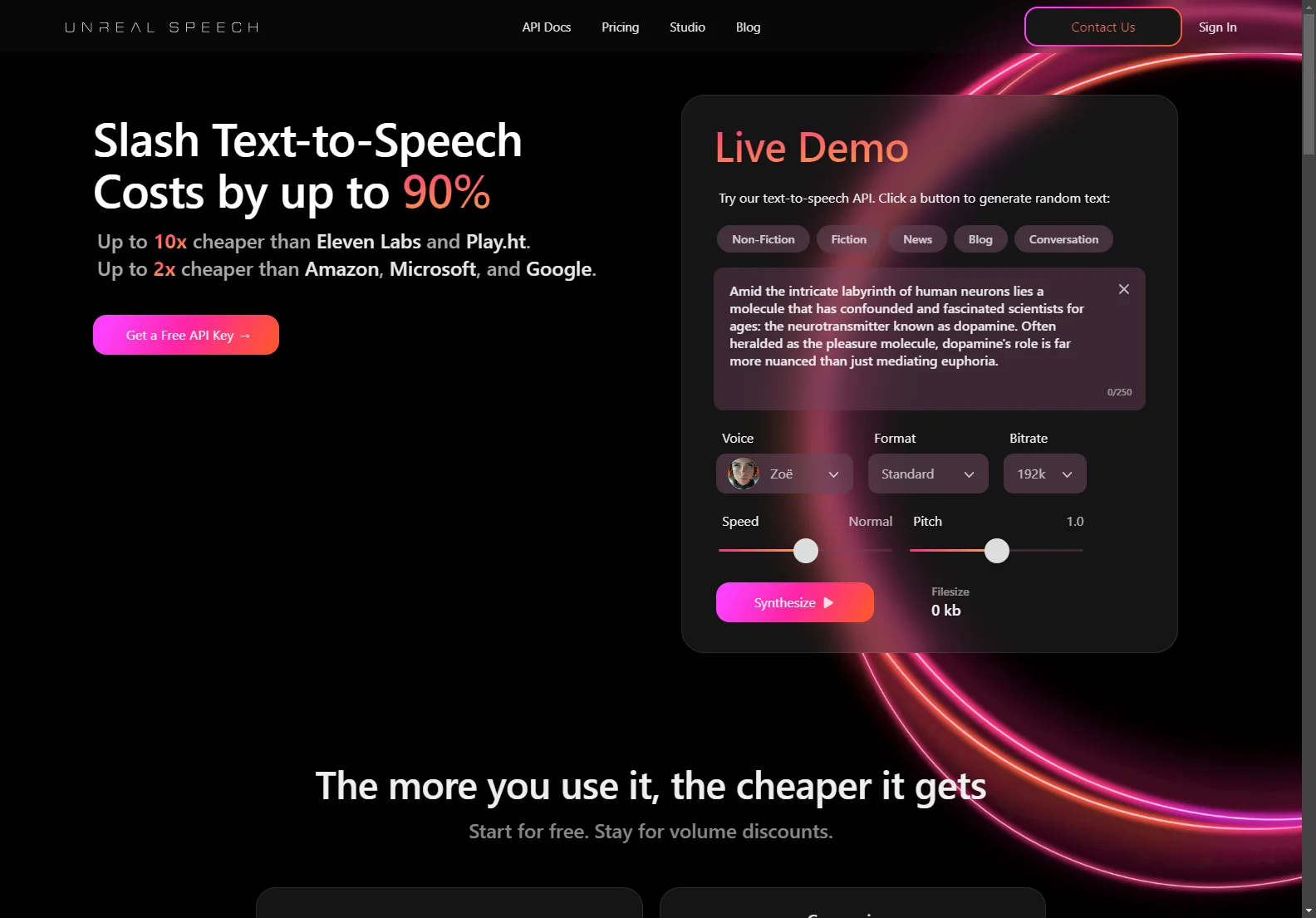 Unreal Speech: Revolutionizing Text-to-Speech with Unmatched Cost Savings