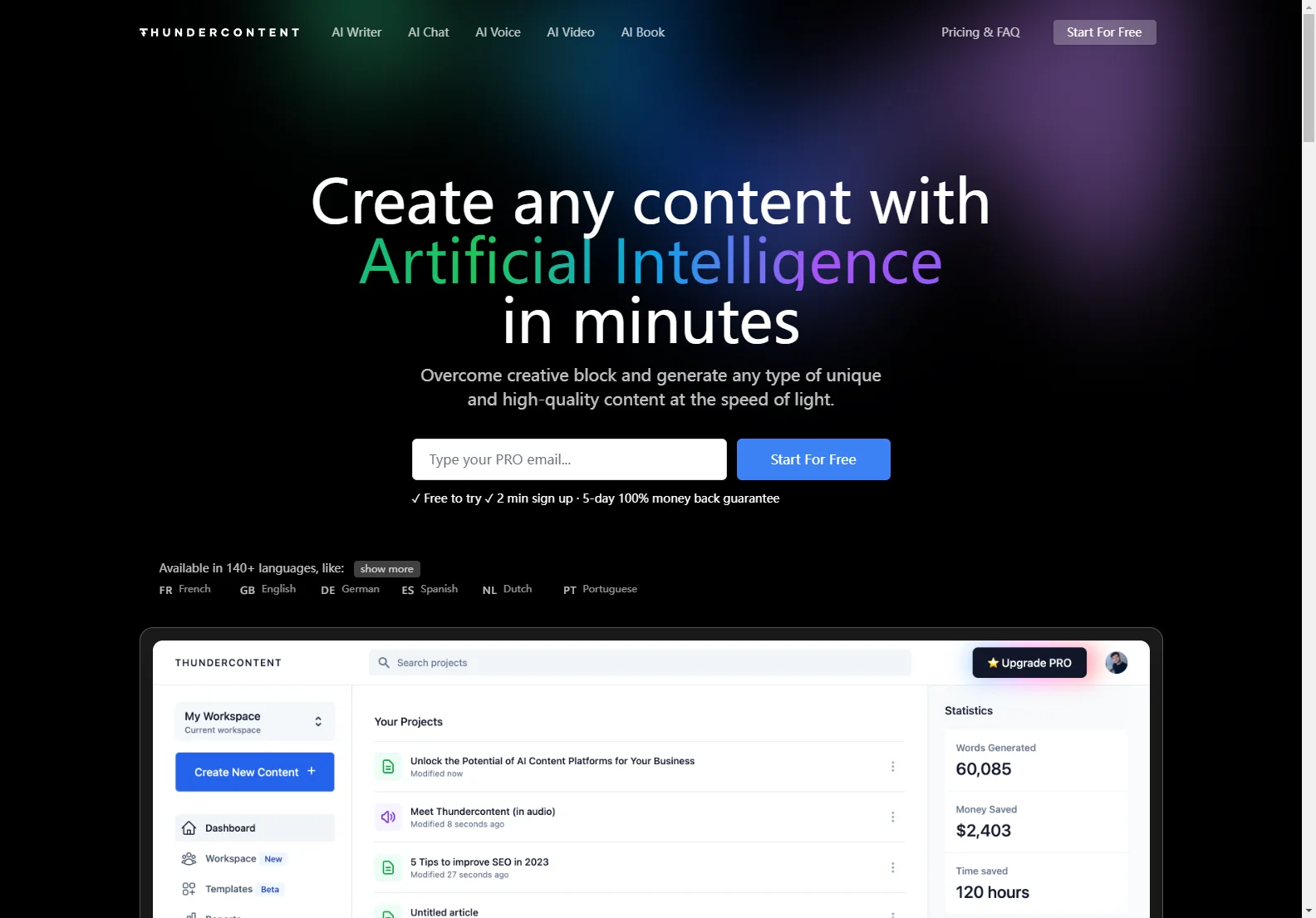 Thundercontent: AI-Powered Content Creation Platform for Faster, Higher-Quality Content