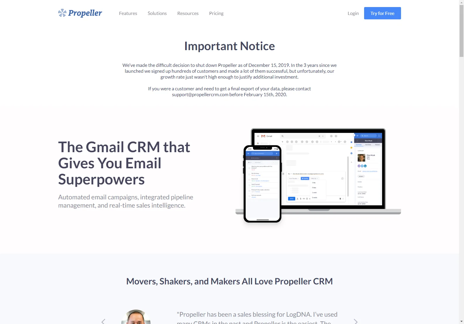 Propeller CRM: A Review of a Discontinued Gmail-Integrated CRM