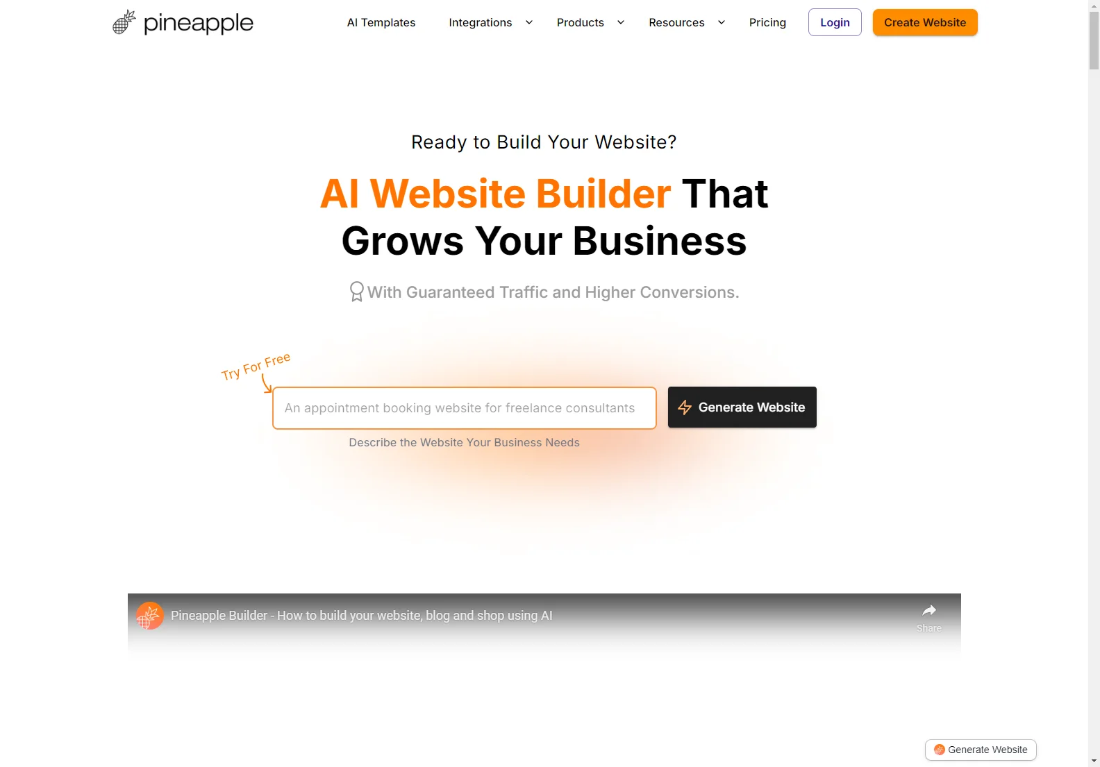 Pineapple Builder: AI Website Builder for Guaranteed Traffic & Higher Conversions