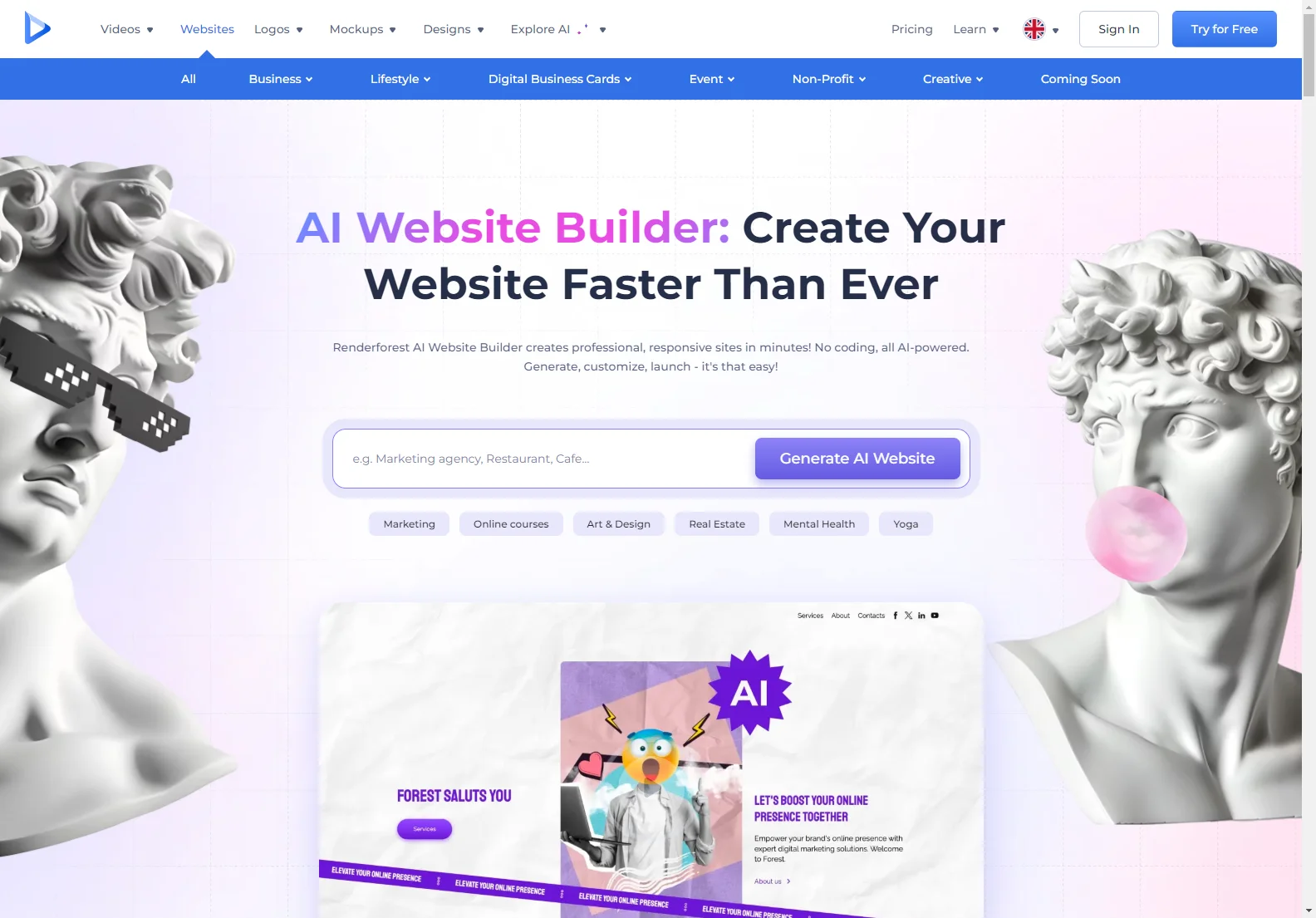 AI Website Builder: No Code, Just AI Magic! | Renderforest