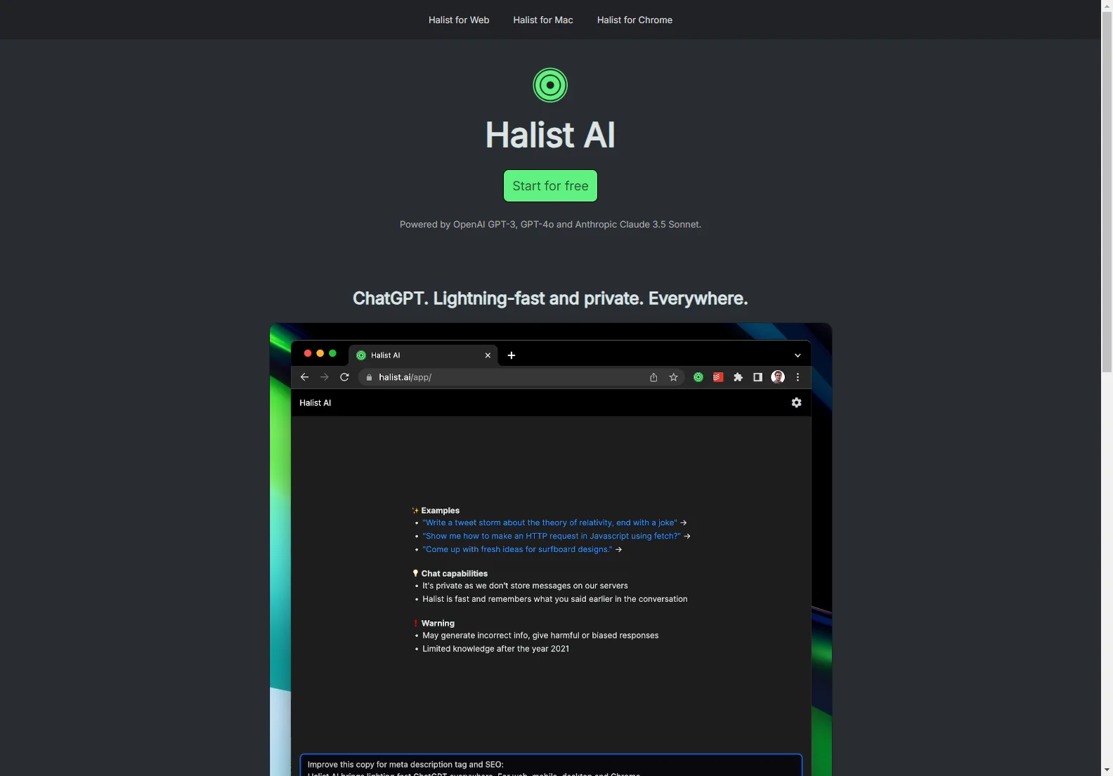 Halist AI: Fast & Private ChatGPT Access on Web, Mac, and Chrome