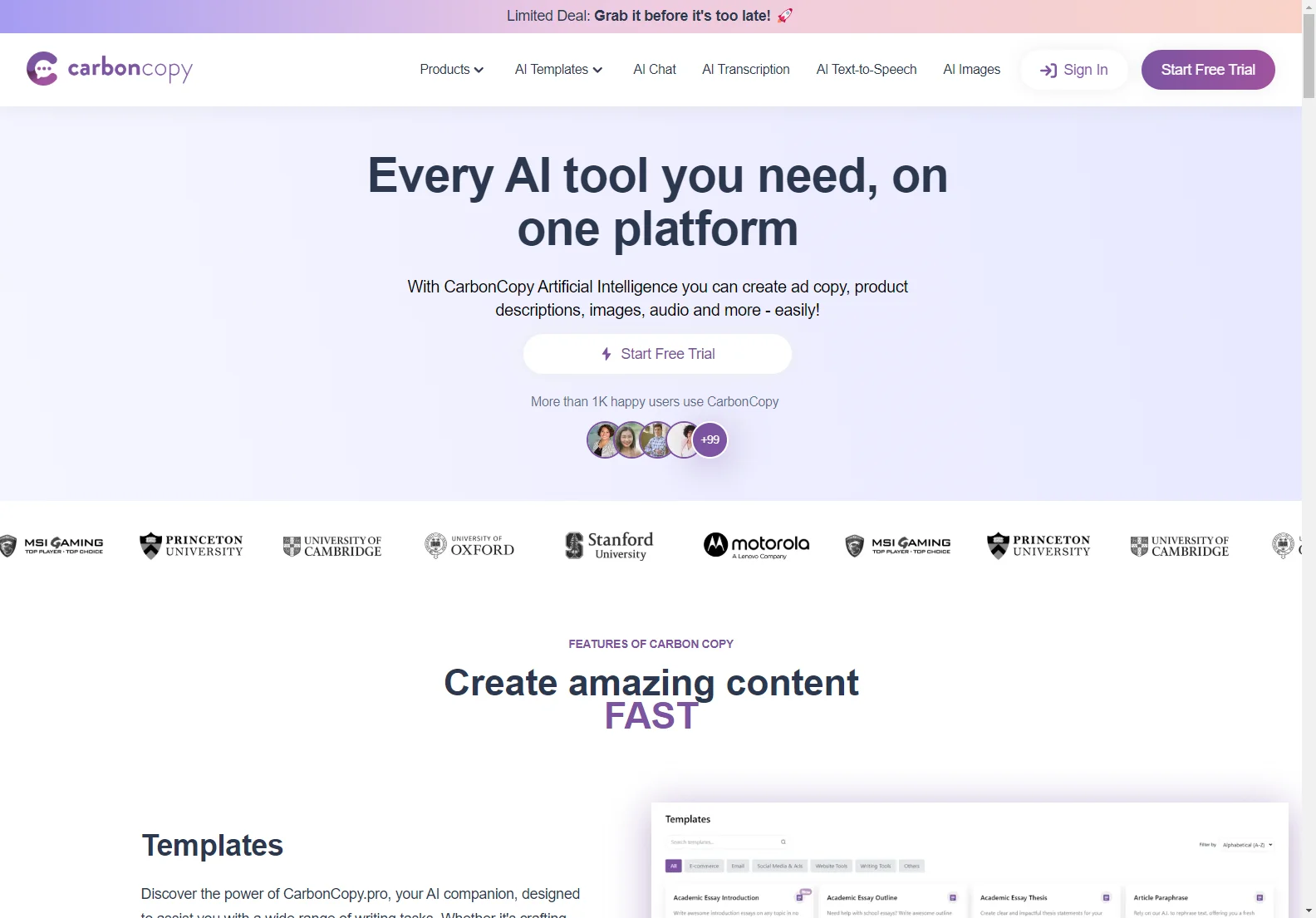 CarbonCopy.pro: Best AI Writing Software & Content Generator