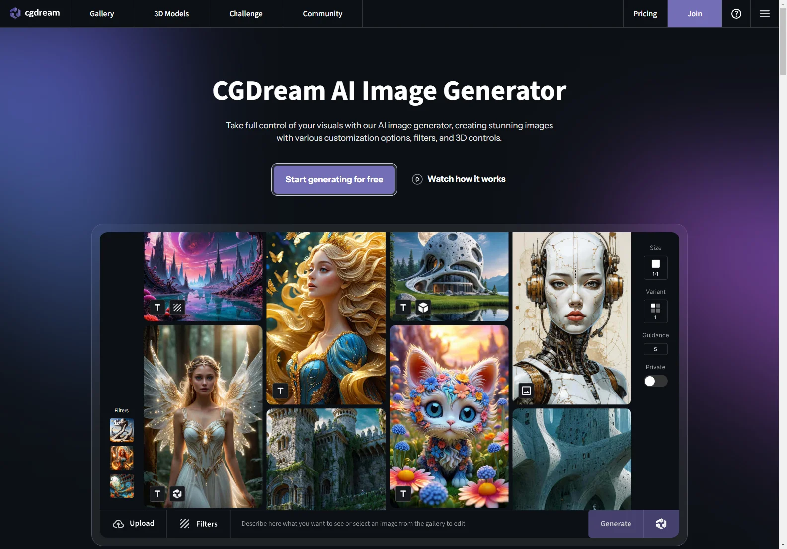 CGDream: AI Image Generator for Stunning Visuals & a Thriving Community