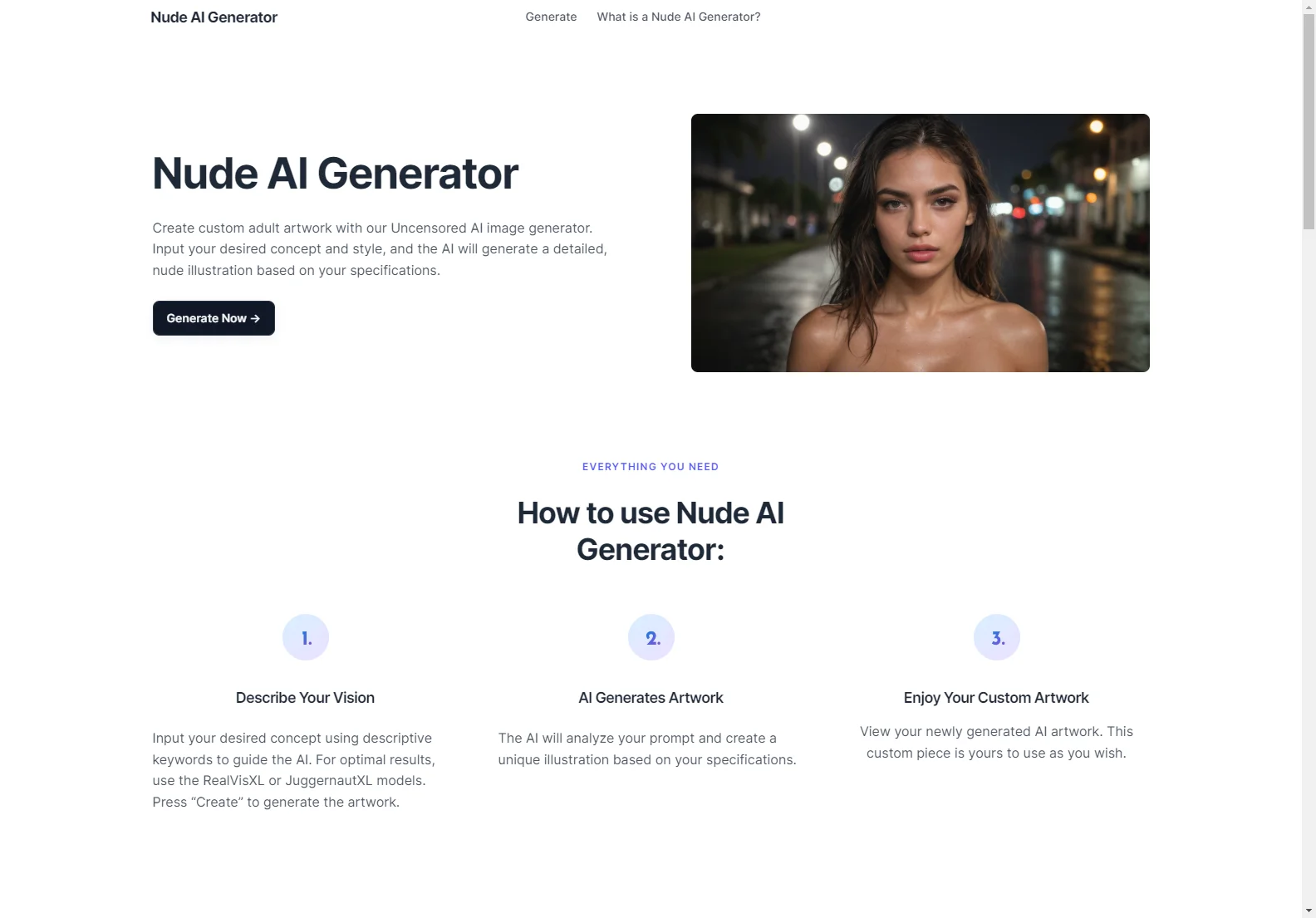 Nude AI Generator: Uncensored AI Image Generator for Custom Adult Artwork