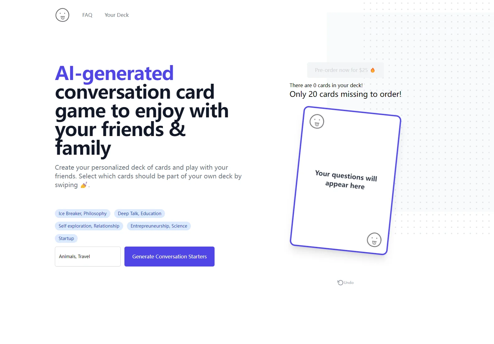 Lang Game: AI-Powered Conversation Card Game for Friends and Family