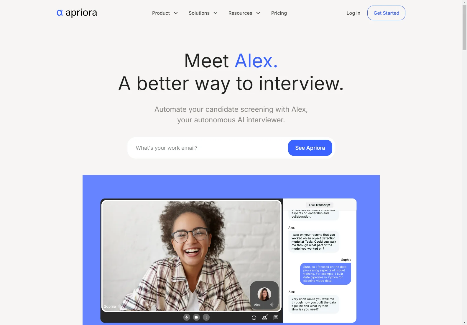 Apriora's Alex: AI-Powered Interviewing for Efficient Hiring