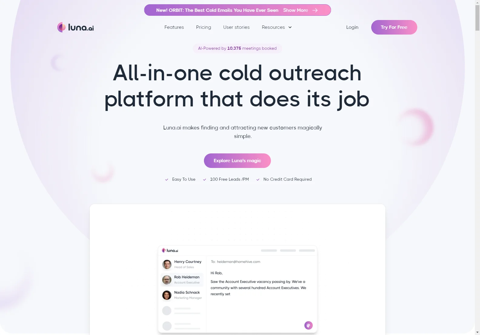 Luna.ai: AI-Powered Cold Outreach for Sales Success