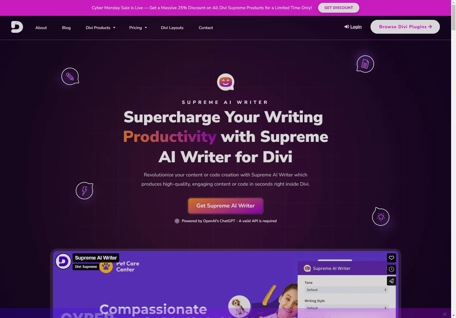 Supreme AI Writer for Divi: Boost Your Content & Code Creation